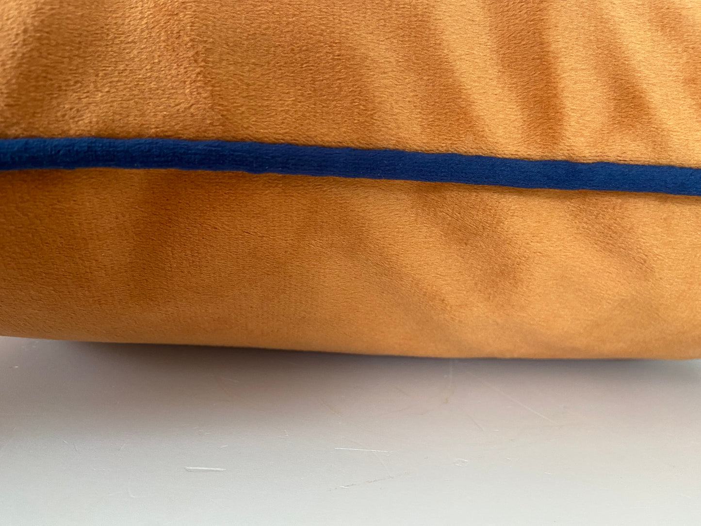 Soft Velvet Feel Navy Blue with Orange Piping Cushion Cover
