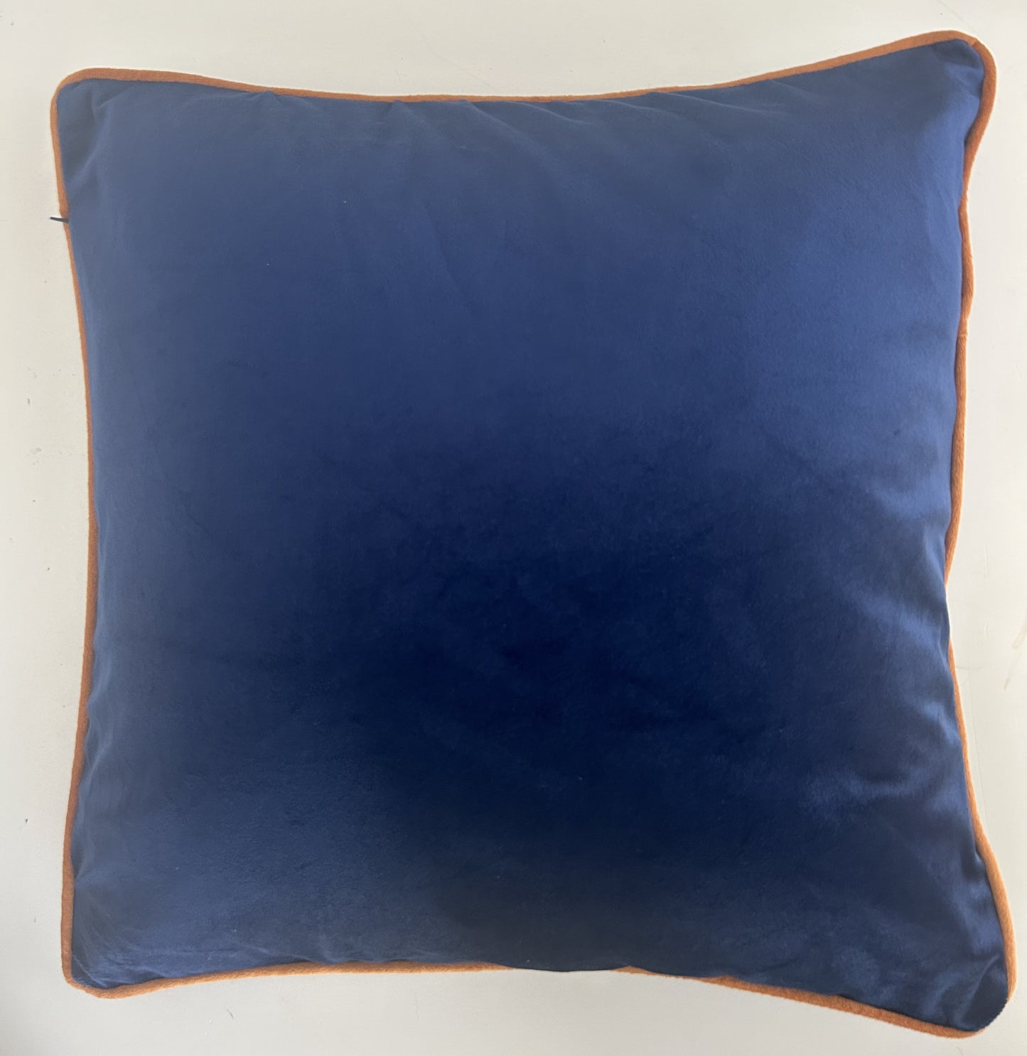Soft Velvet Feel Navy Blue with Orange Piping Cushion Cover