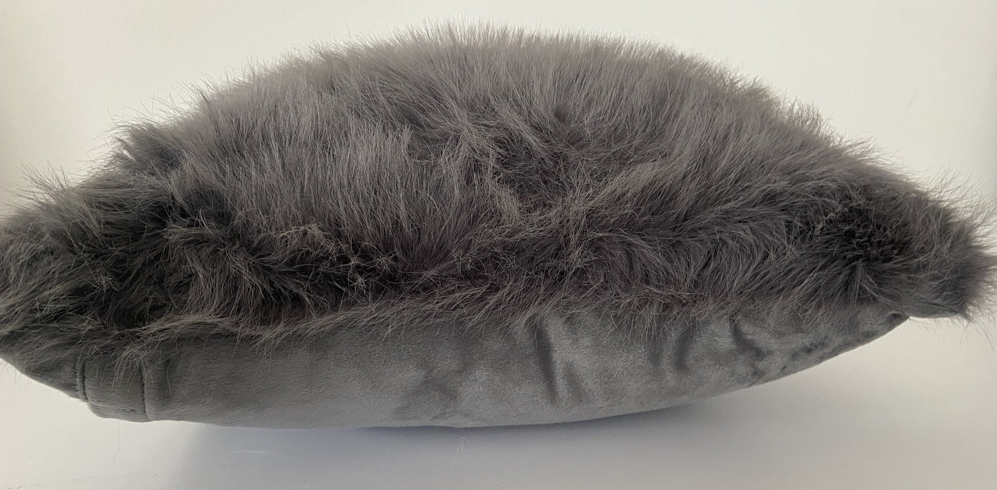 Faux Fur Cushion Cover in Grey