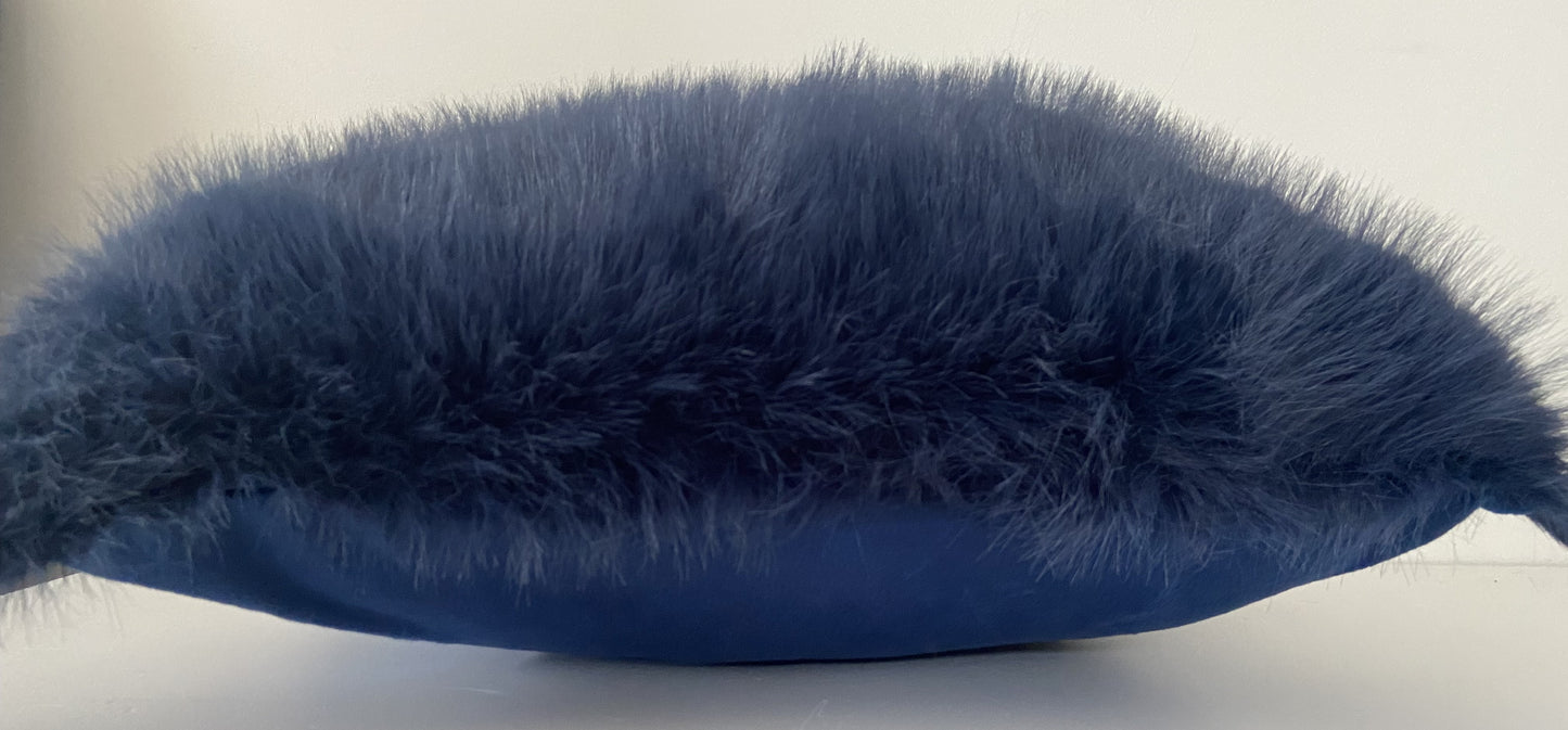 Faux Fur Cushion Cover in Navy Blue