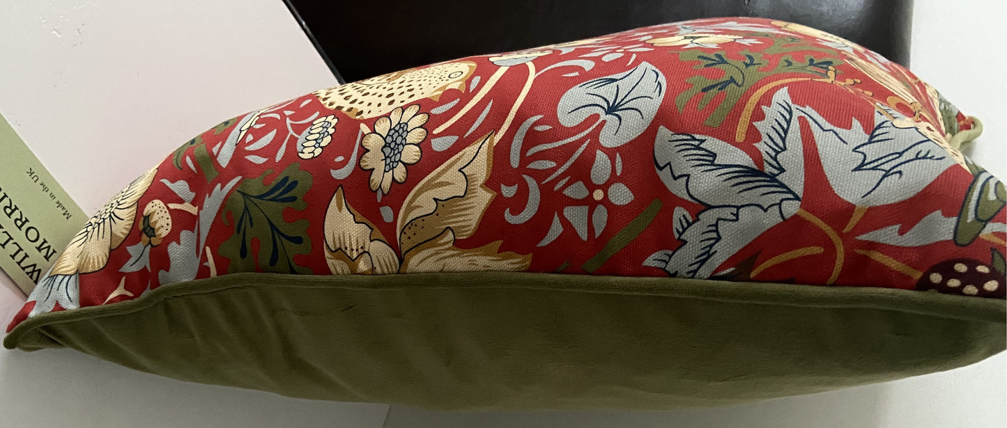 Strawberry Thief Major Pair Curtains in Red by William Morris