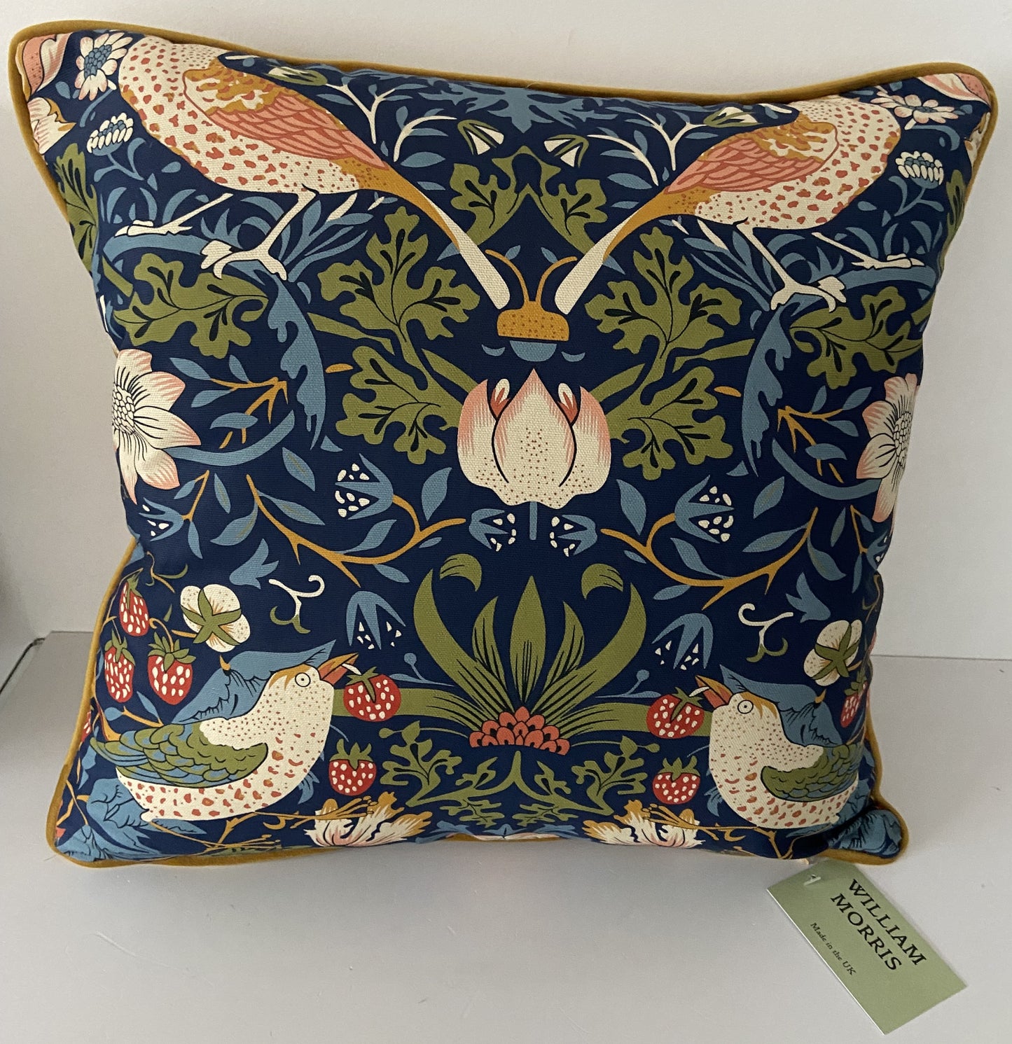 Strawberry Thief Major Pair Curtains in Navy Blue by William Morris
