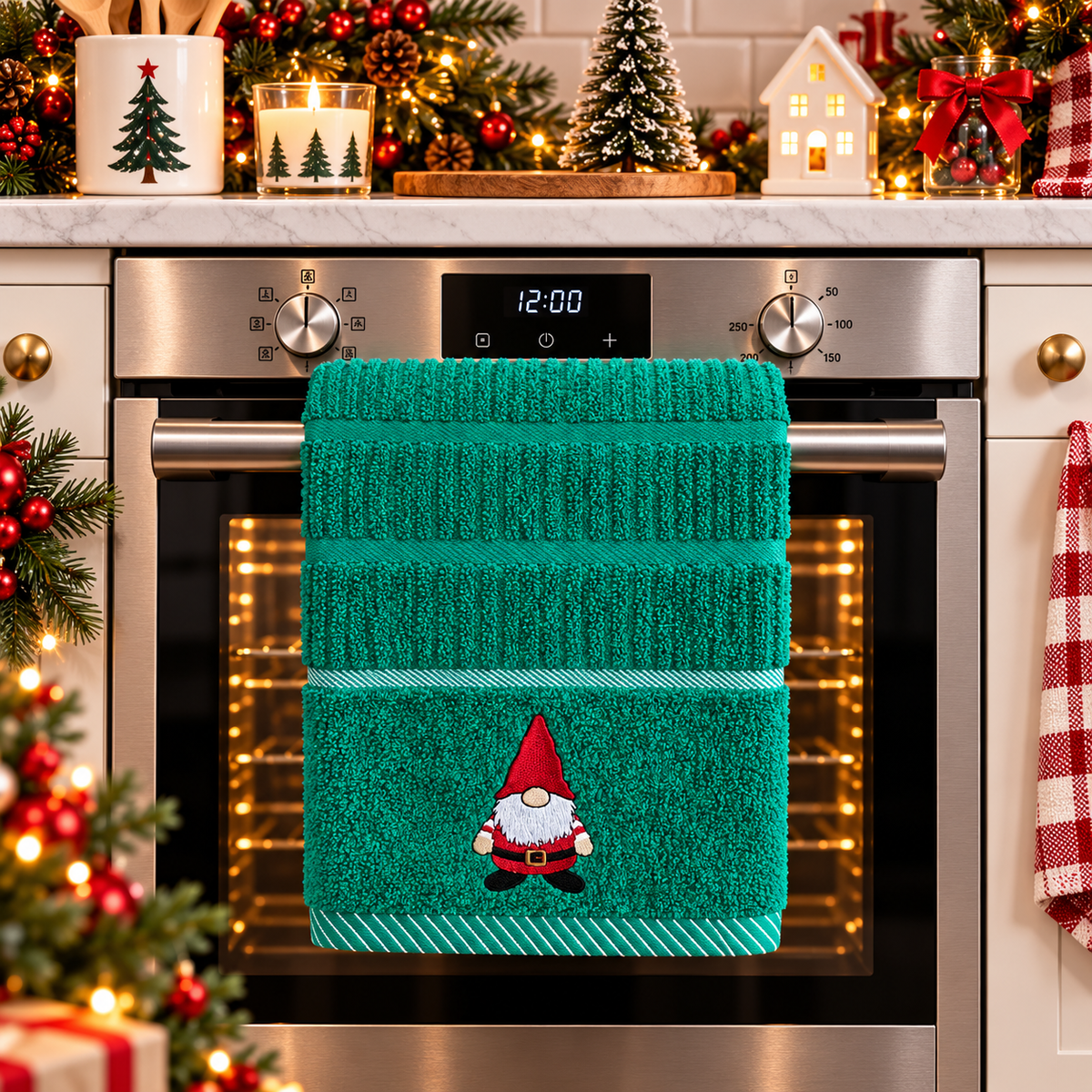 Christmas Gonks Kitchen Towel in Green