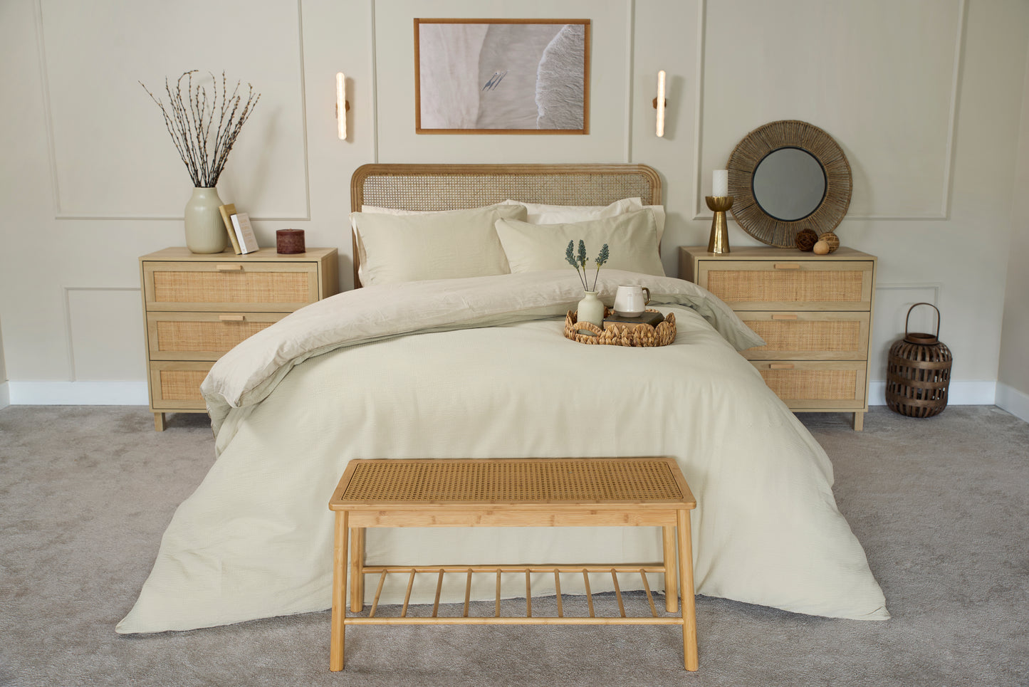 Stunning Textured Cotton Duvet Set in Natrual Beige