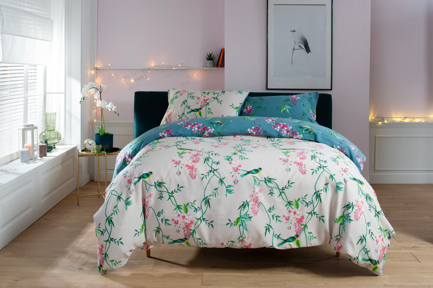 Bird Garden Duvet Cover Set Teal