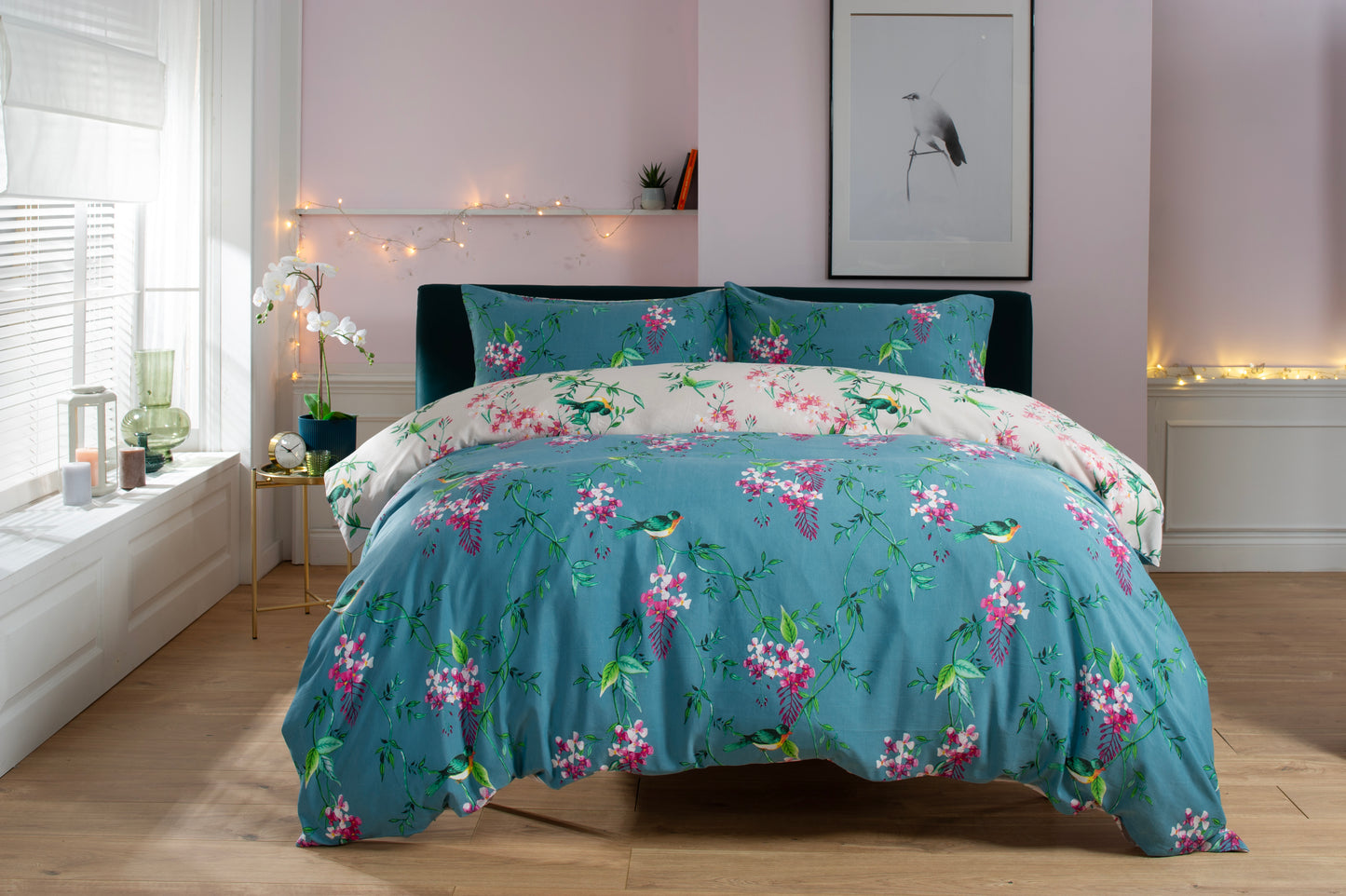 Bird Garden Duvet Cover Set Teal