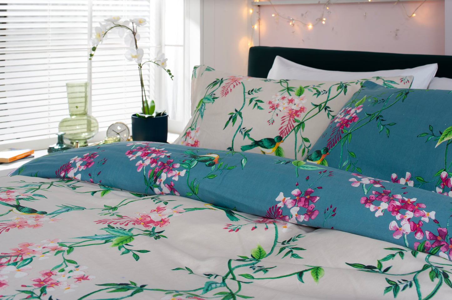 Bird Garden Duvet Cover Set Teal