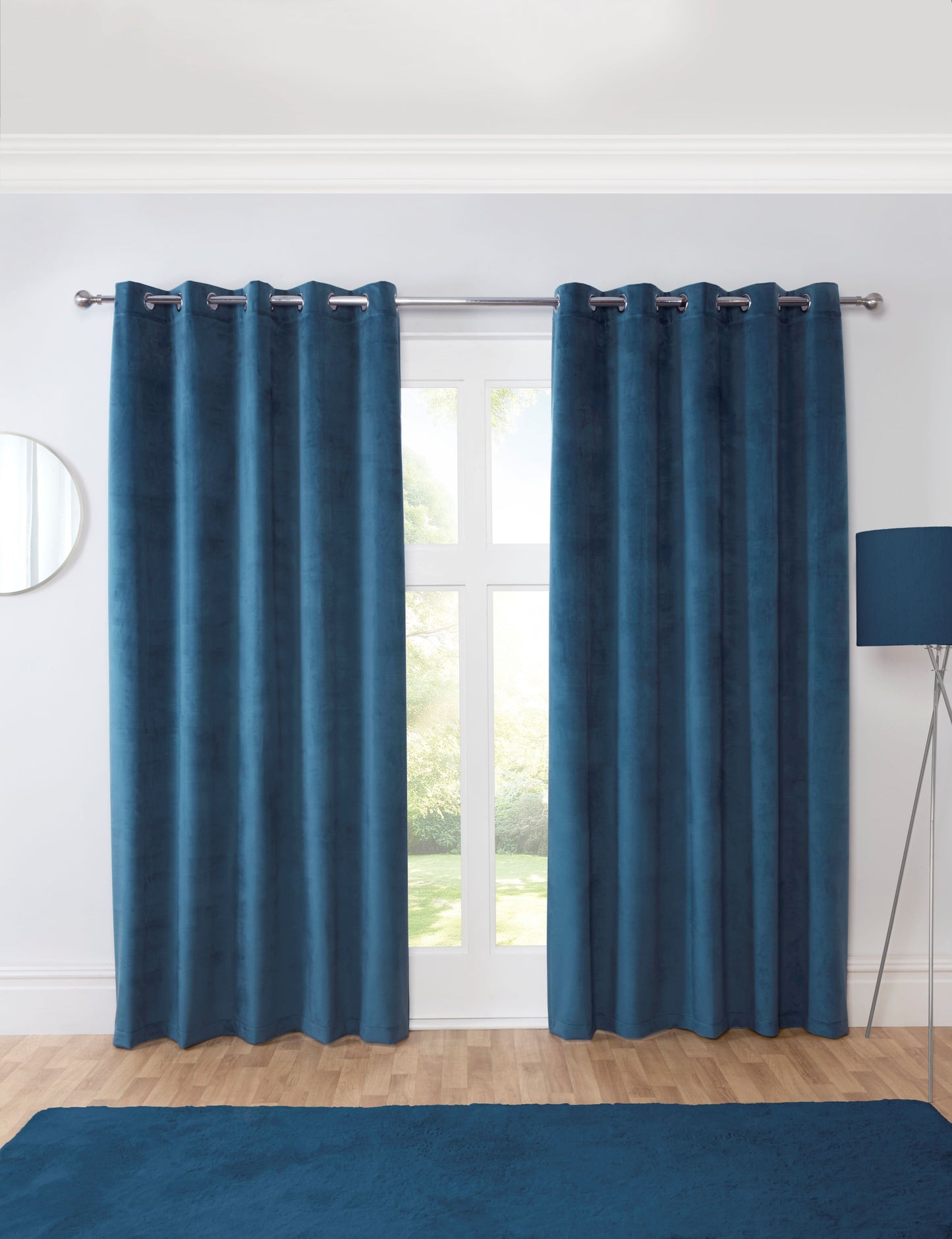 Blackout Eyelet Curtains in Blue