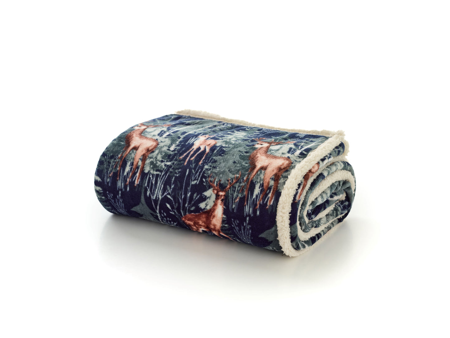 Supersoft Sherpa Reverse Stag Throw in Navy Blue