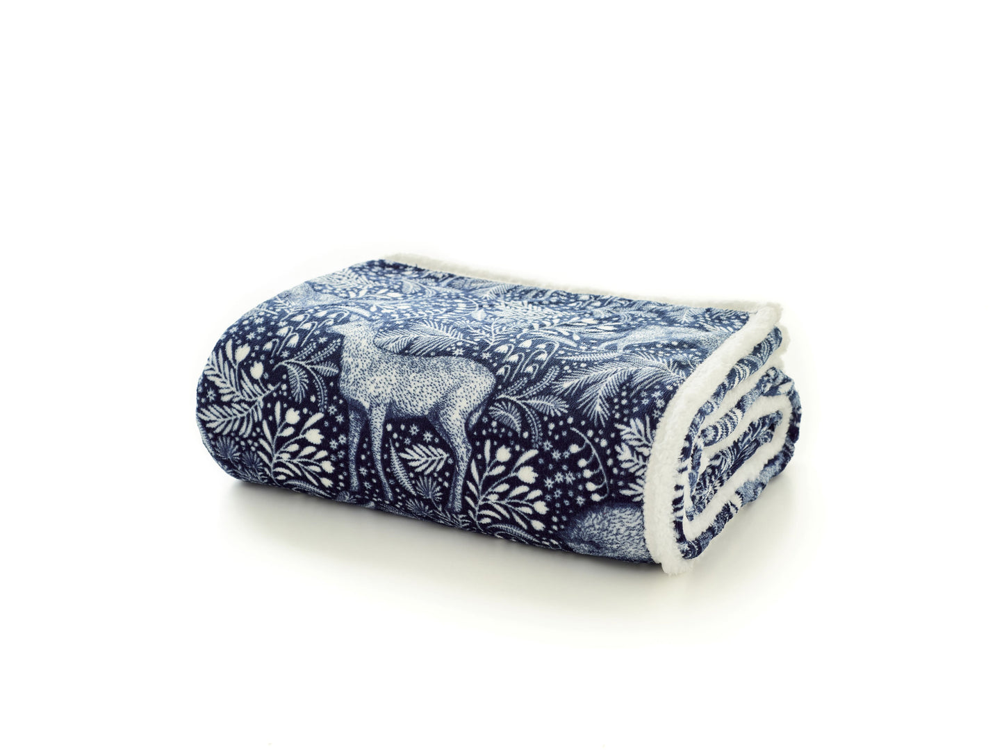 Supersoft Sherpa Reverse Woodland Animals Navy Blue
