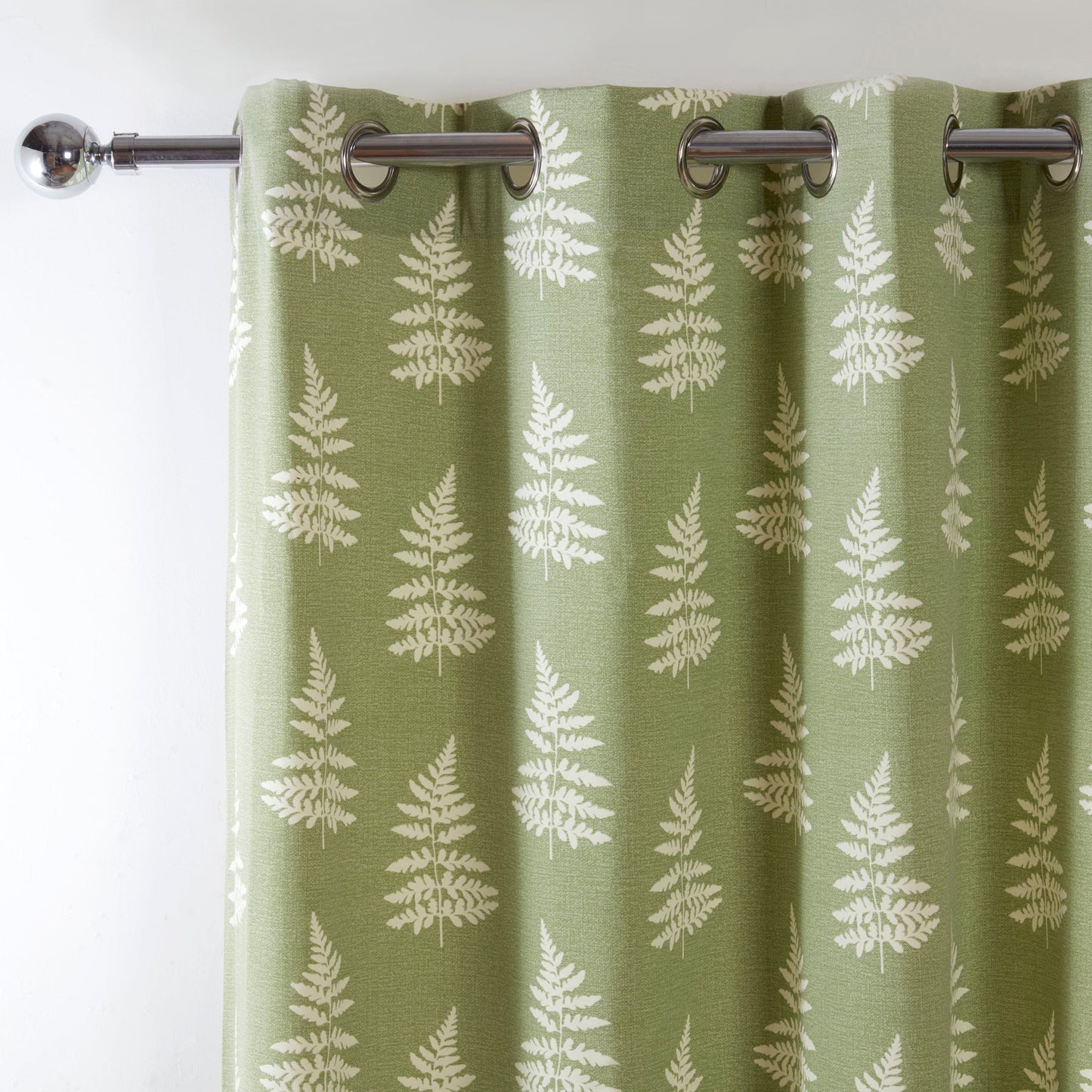 Fern Leaf Print Design Pair Curtains in Green