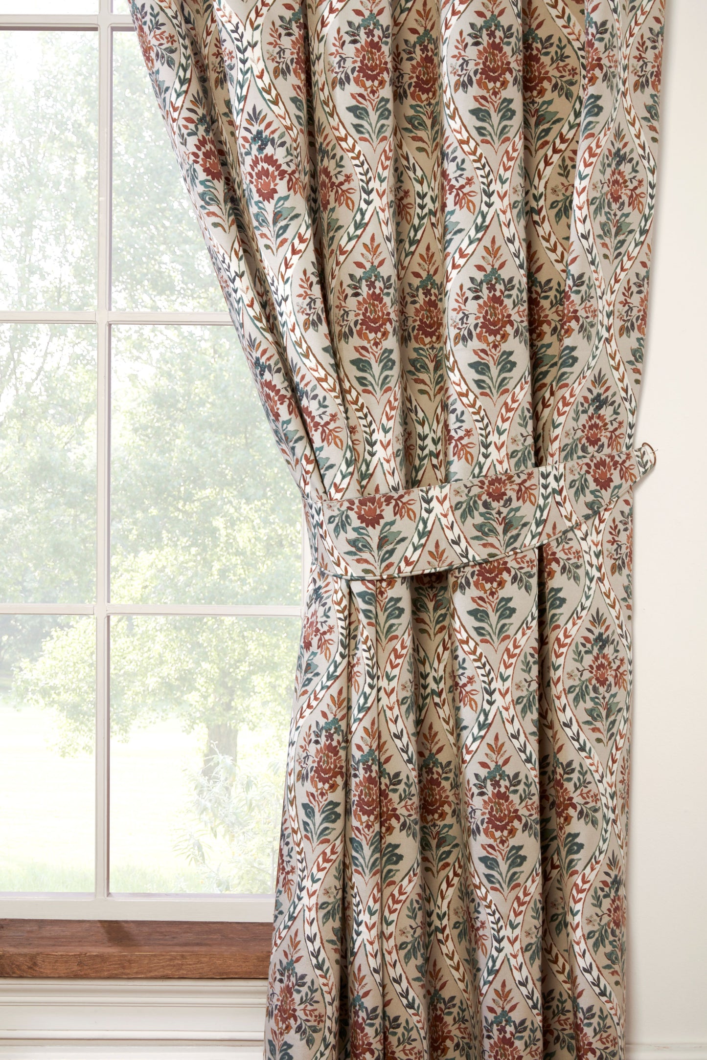 Floral Traditional Style Autumn Pencil Pleat Curtains