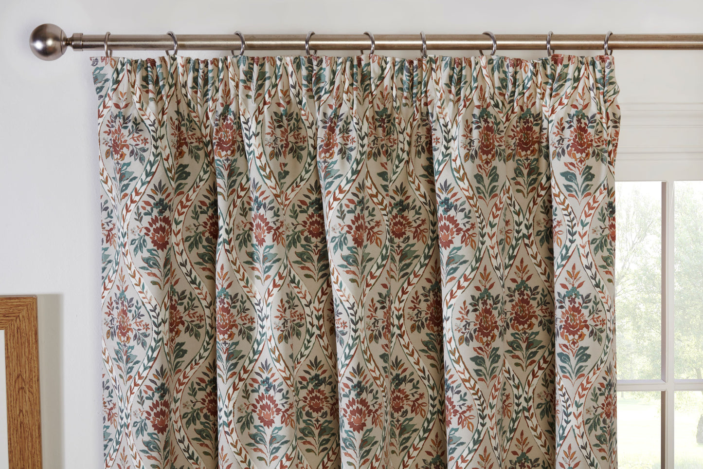 Floral Traditional Style Autumn Pencil Pleat Curtains