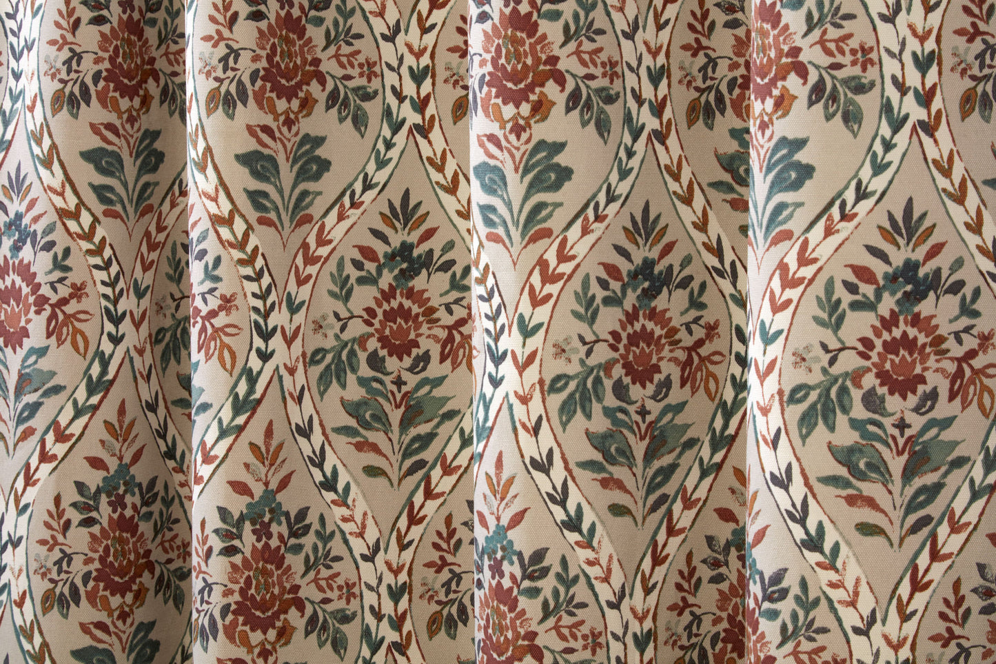 Floral Traditional Style Autumn Pencil Pleat Curtains