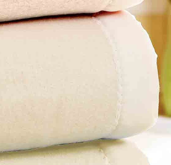 100% Wool Solid Blanket Satin Bound Edges in Cream