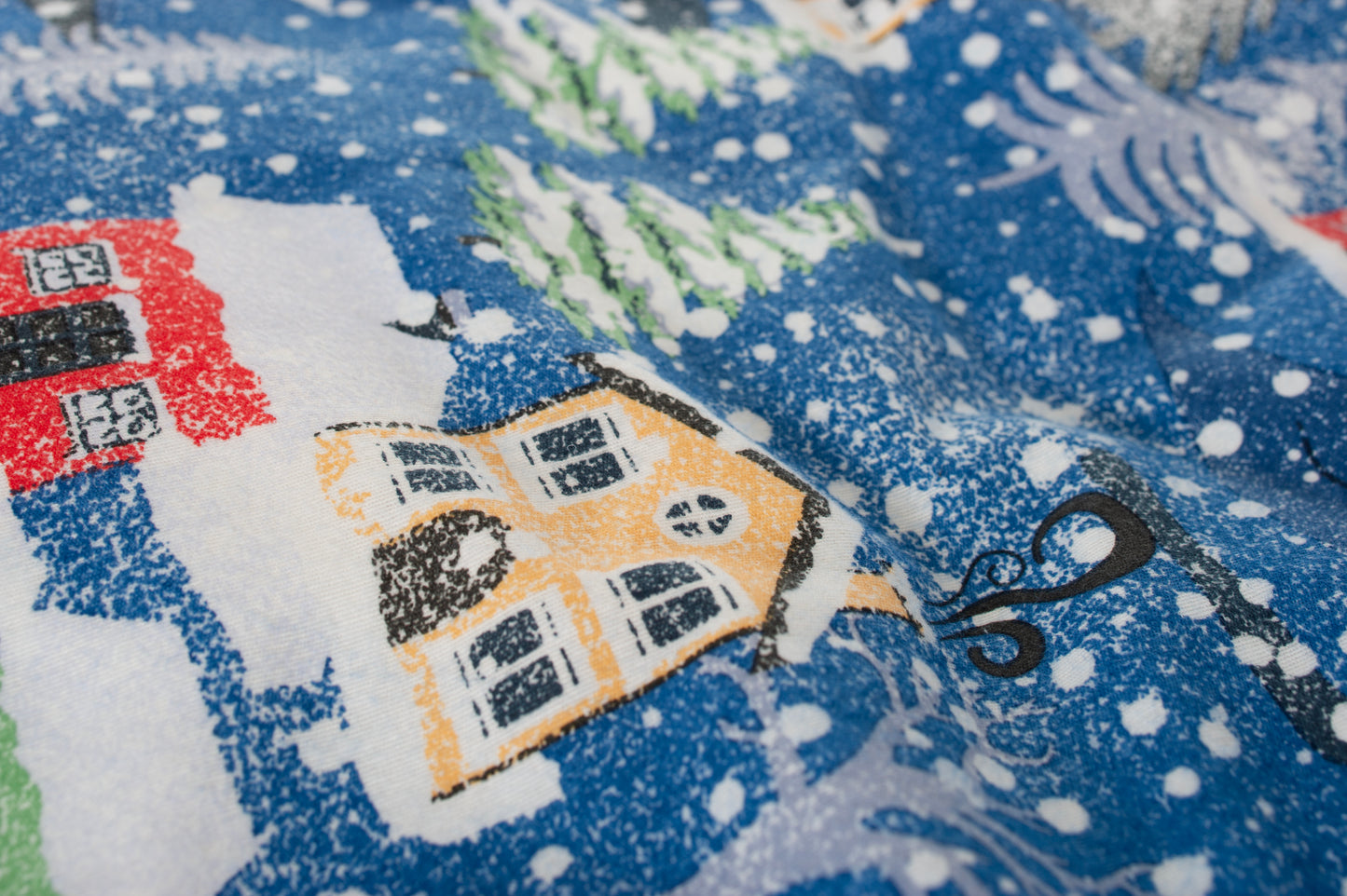 Brushed Cotton Snowy Theme Duvet Set in Blue