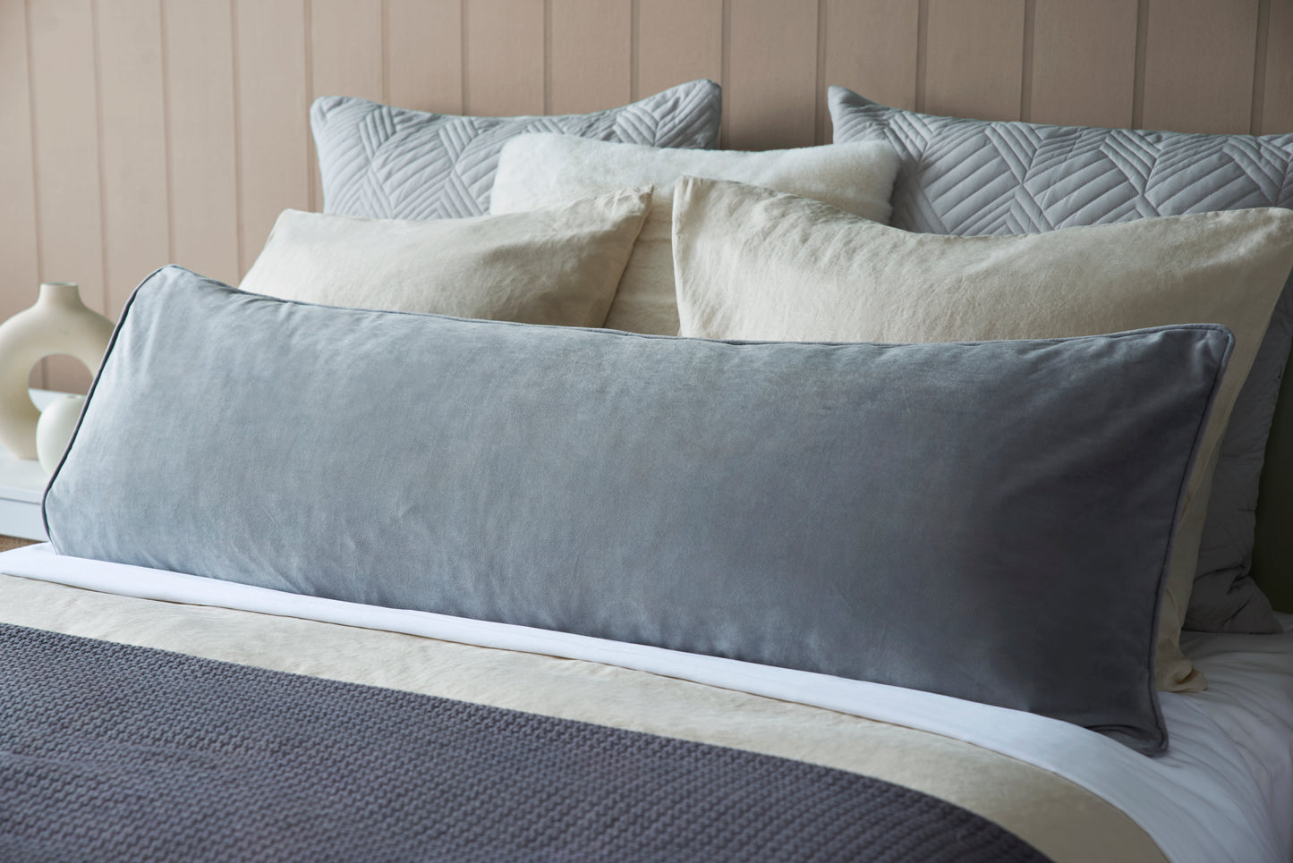Velvet Covered Bolster Pillow / Cushion