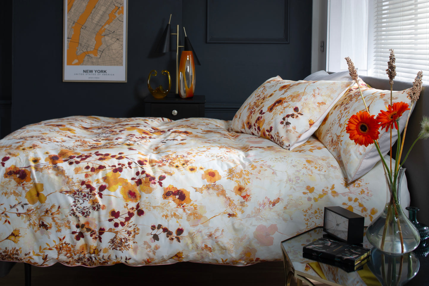 Watercolor Cotton Duvet Cover Set in Spice