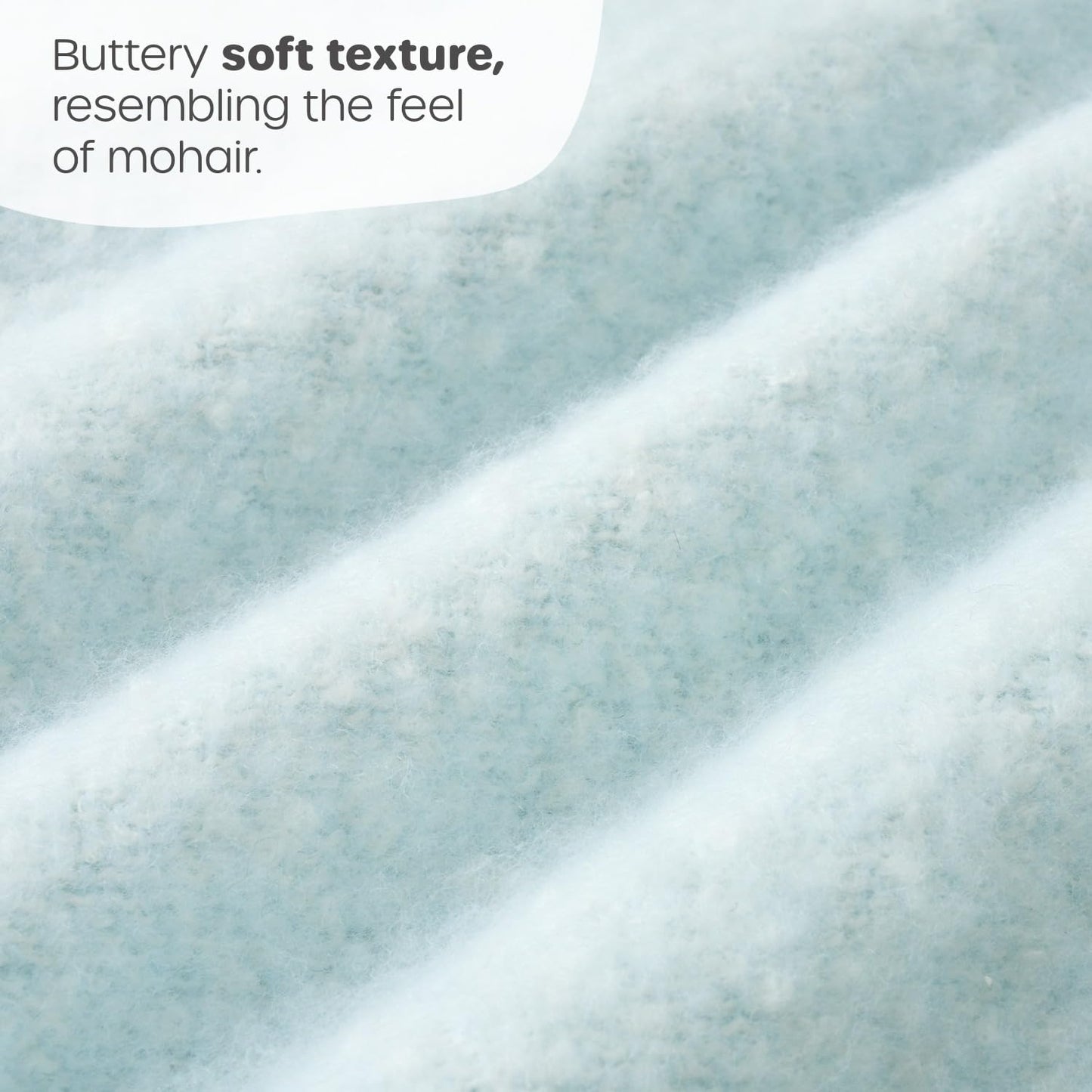 Faux Mohair Fringed Throw Duck Egg
