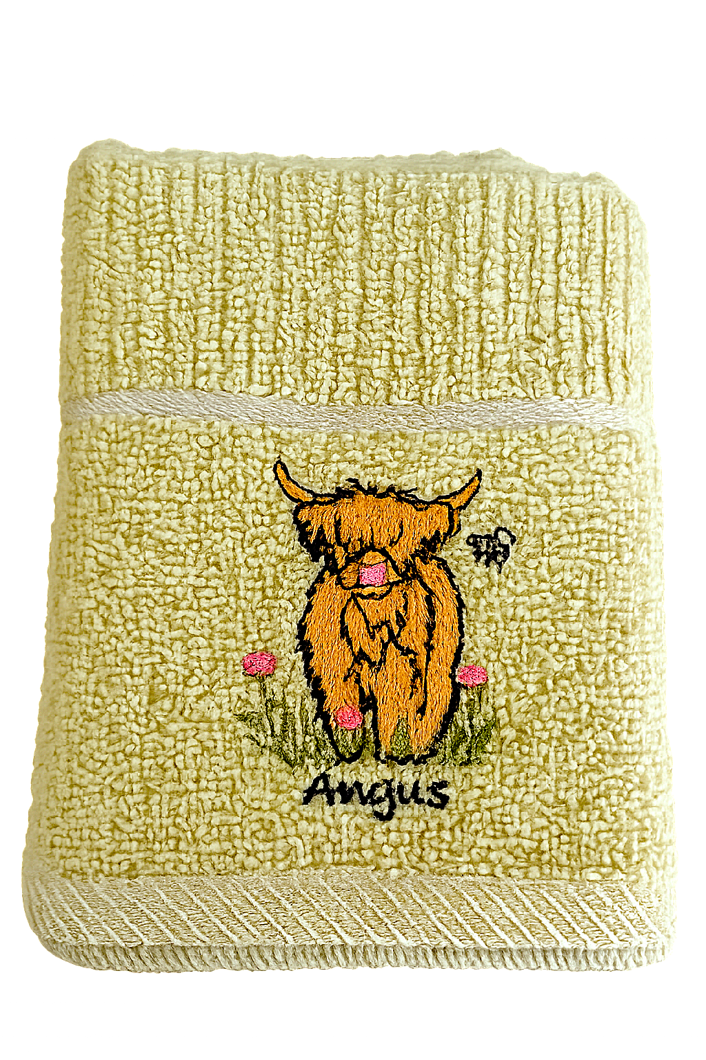 'Angus' Highland Cow Tea Kitchen Towel Mint Green