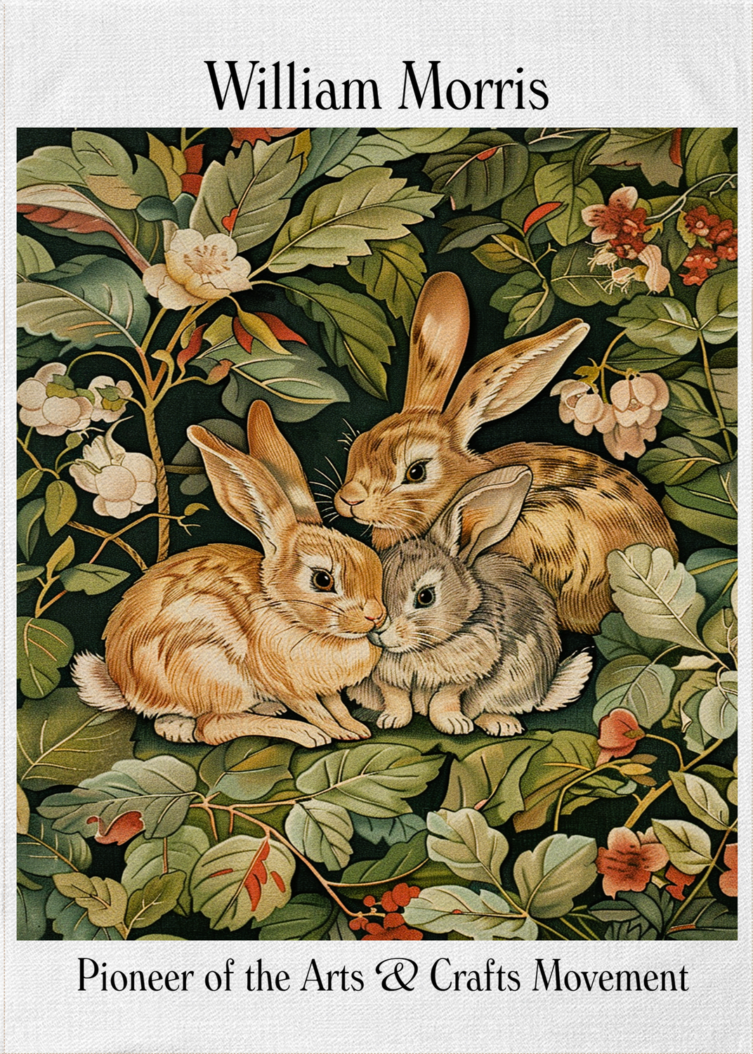 William Morris Artwork Rabbit Design Kitchen Tea Towel
