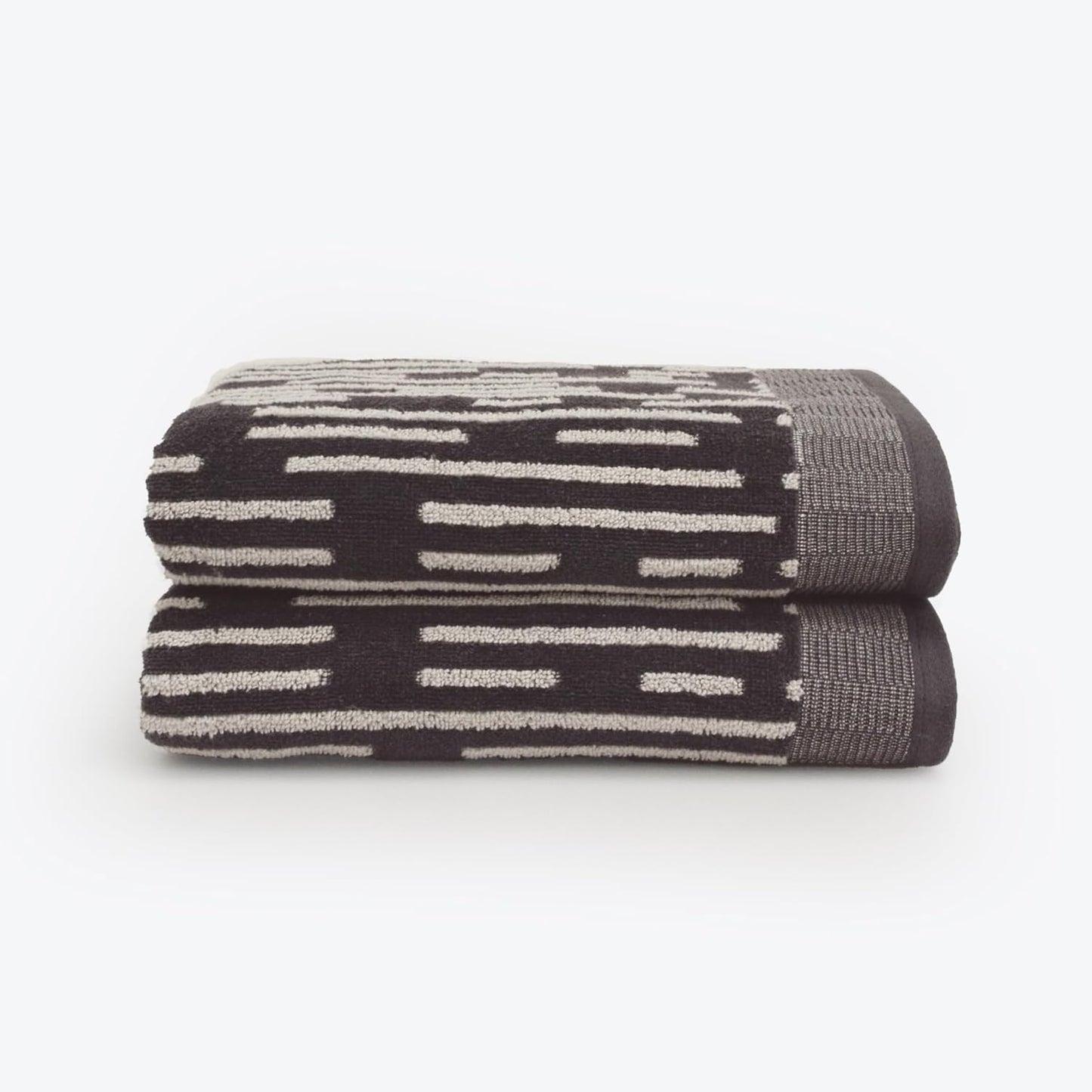 Bar Code Design Cotton Towels in Charcoal Grey