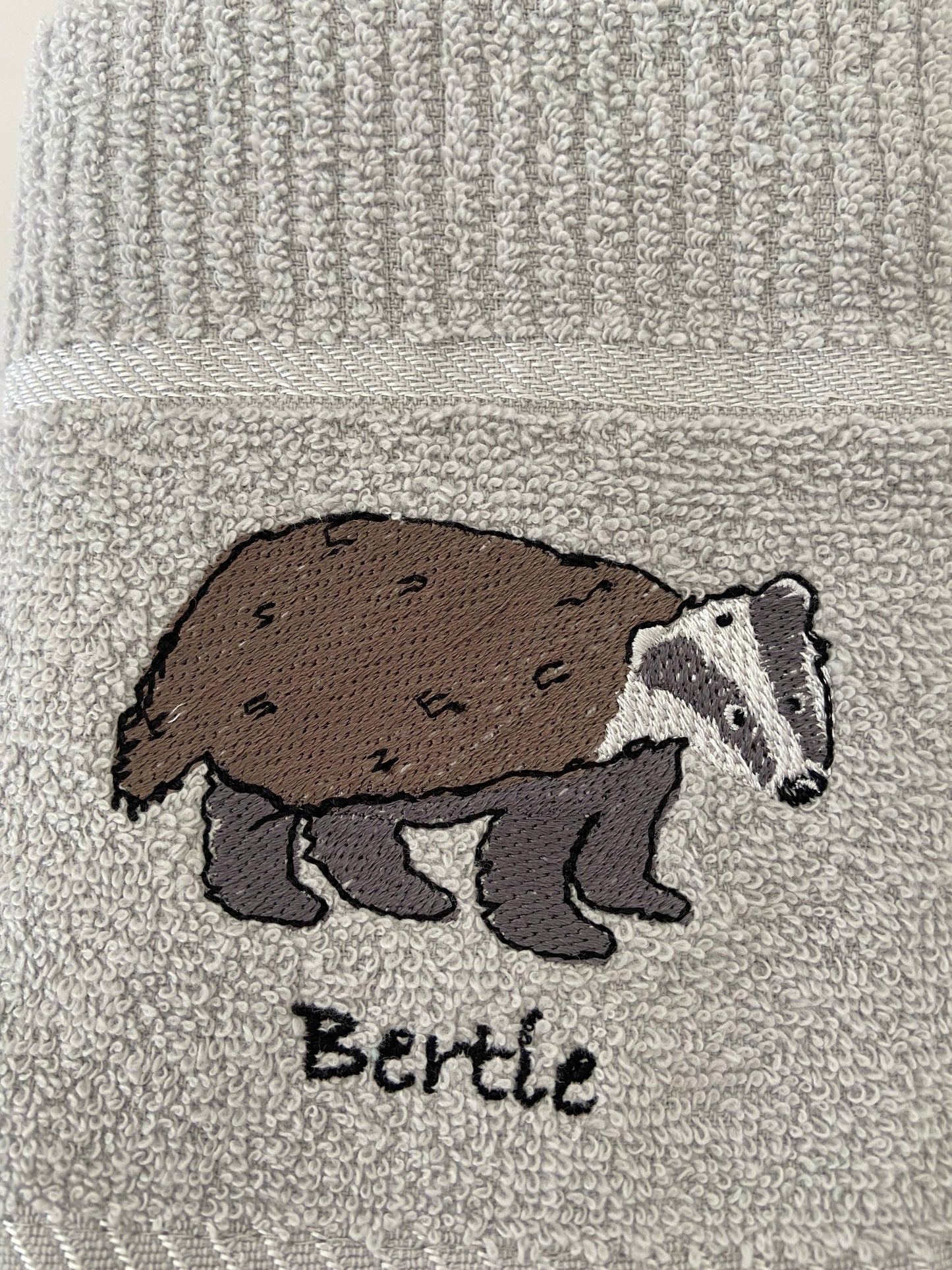 Bertie Badger Design Tea Kitchen Towel Grey