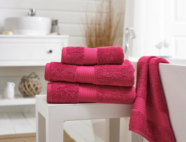650gsm Combed Pima Bliss Anti Bacterial Towel in Cerise