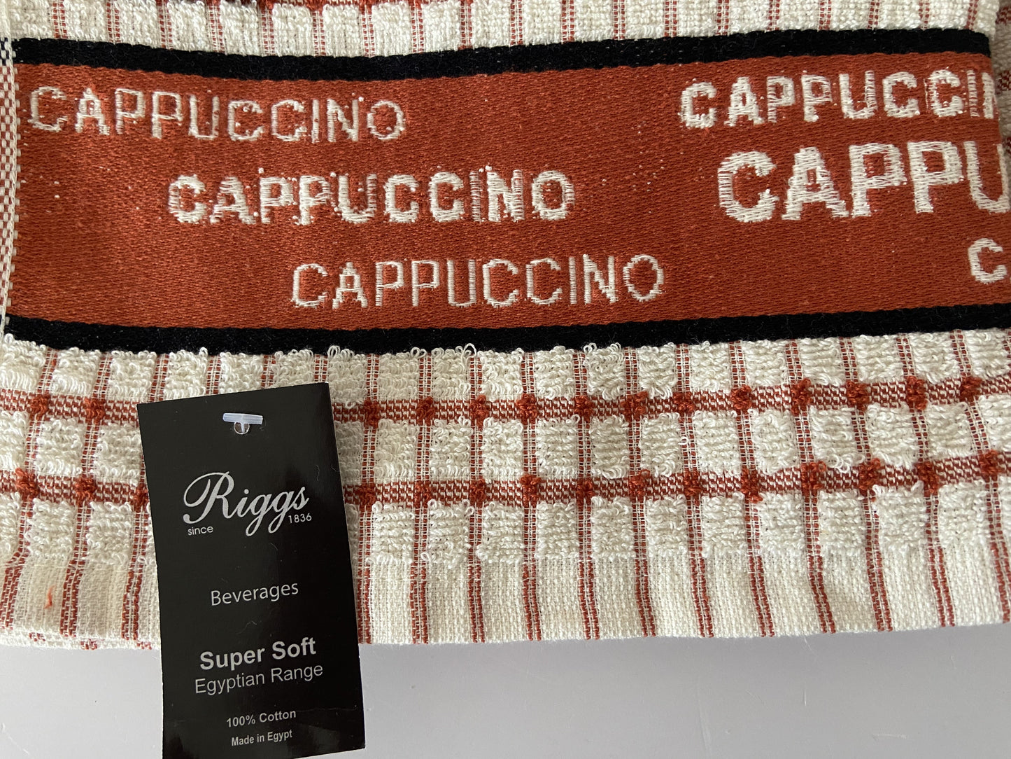 Cappuccino Check Tea Kitchen Towel Terracotta & Cream