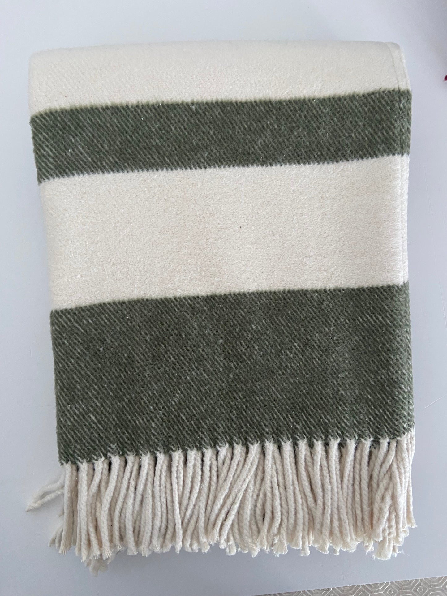 Supersoft Cotton Throw in Green Stripe Design