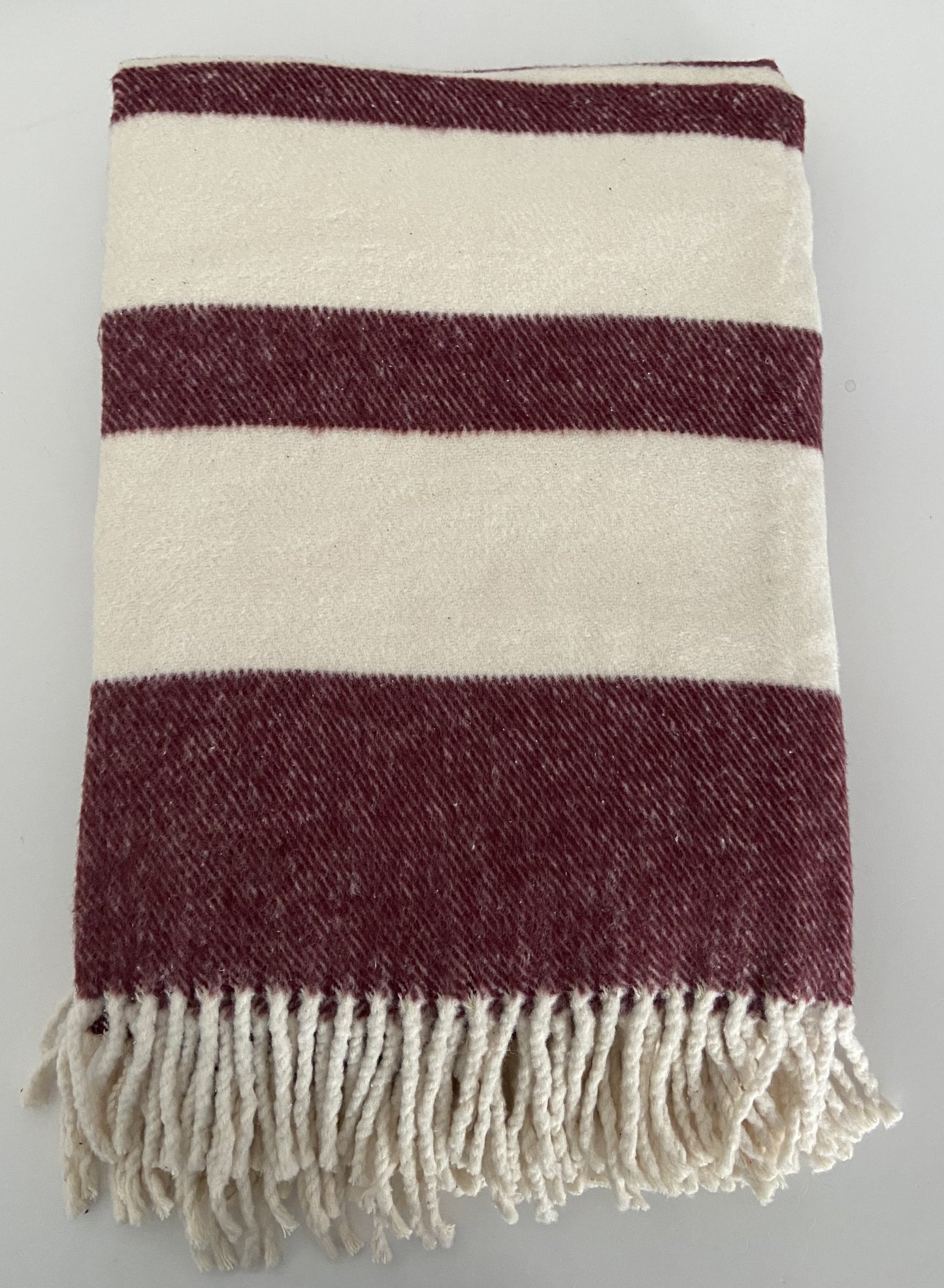 Supersoft Cotton Throw in Wine Stripe Design
