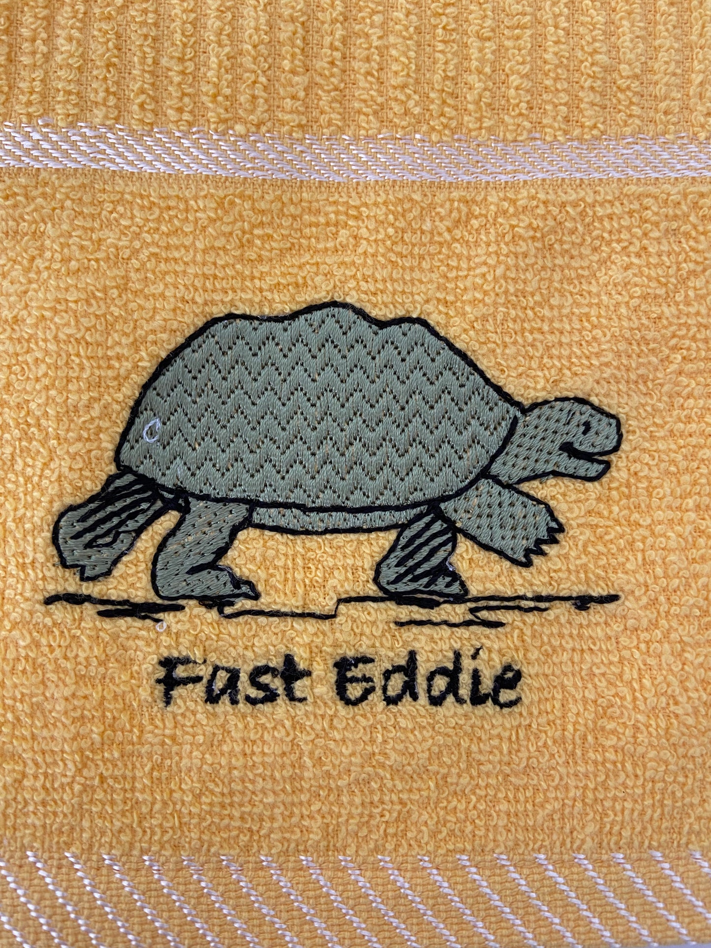 Fast Eddie Tortoise Design Tea Kitchen Towel Yellow