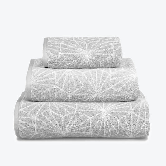 Geometric Madrid Design Bath Towels in Grey