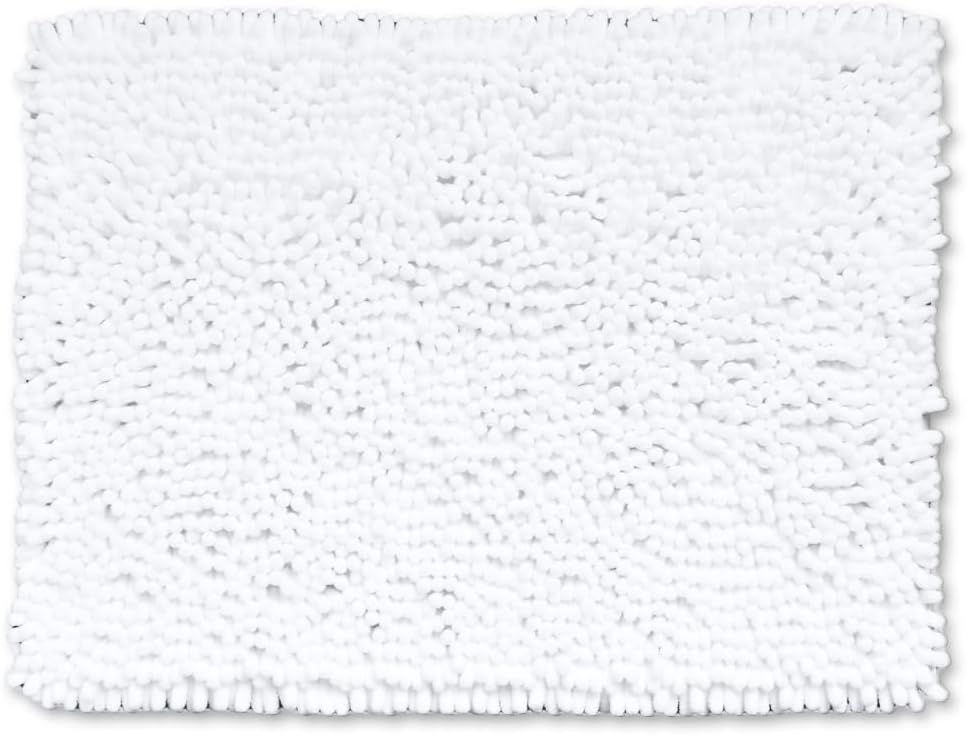Kennedy Bliss Anti-Slip Jumbo Bath Mat - 18x36 Inches, White, Machine Washable, Mildew Resistant