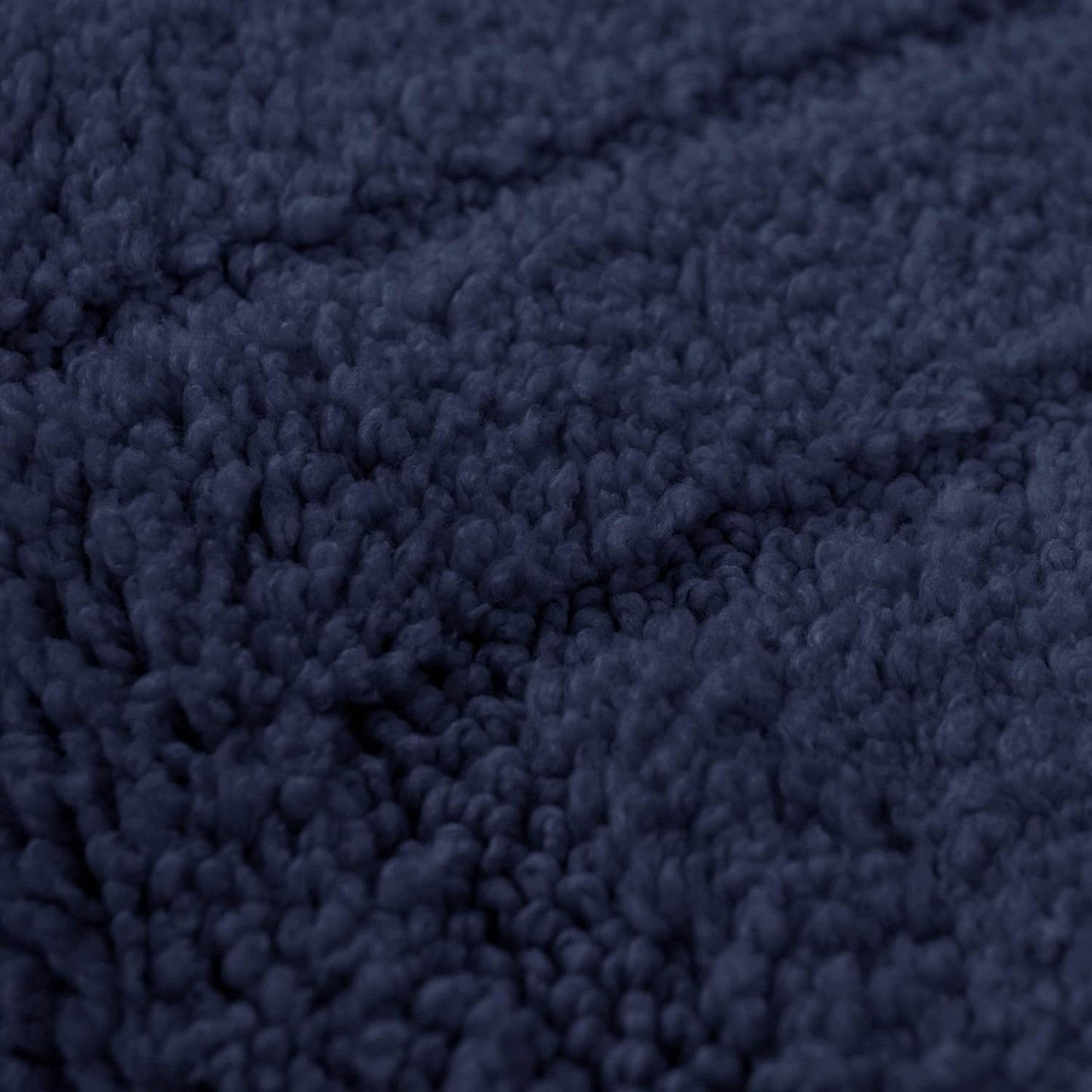 2 Piece Microfibre Border Design Bath & Pedestal Mat Set in Navy Blue