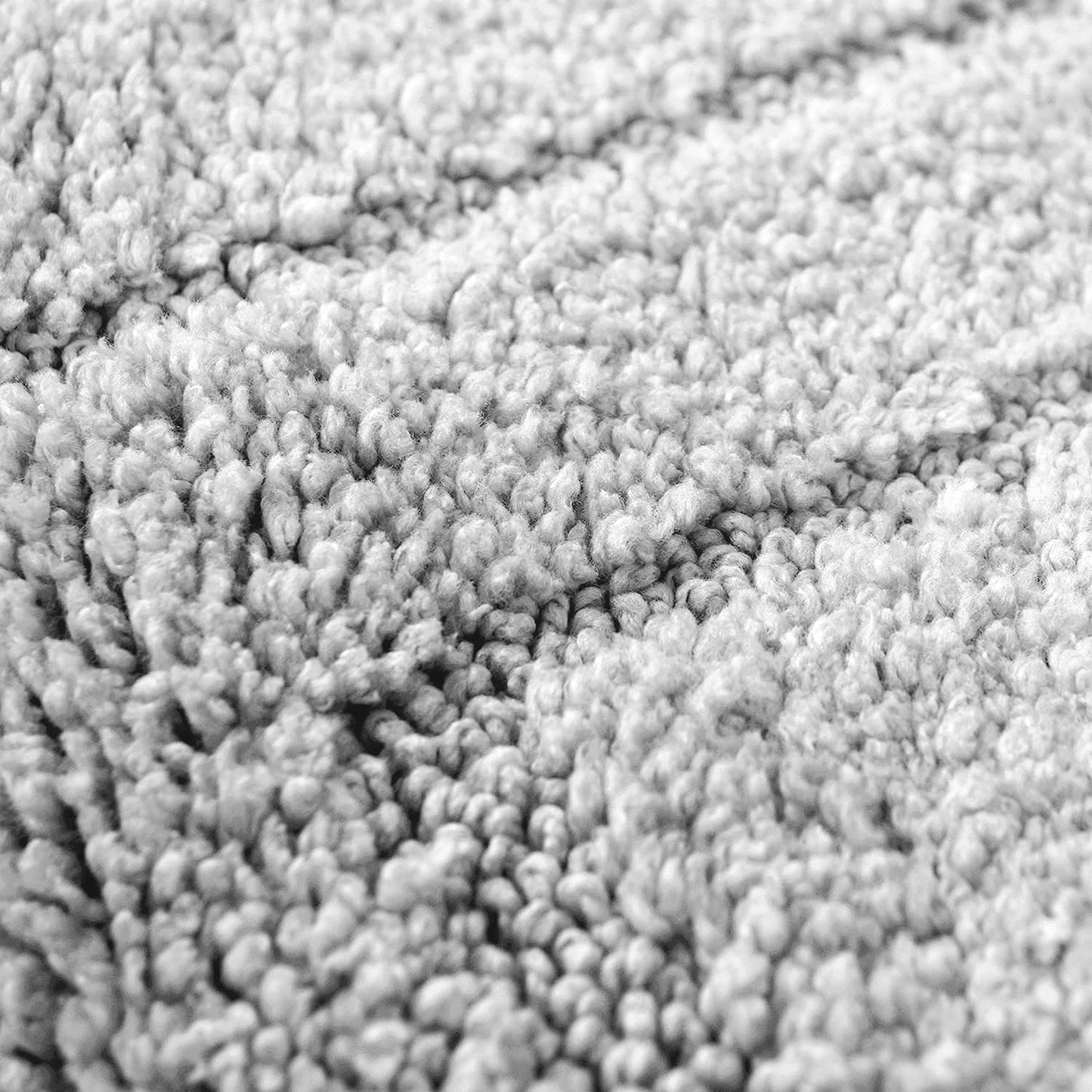 2 Piece Microfibre Border Design Bath & Pedestal Mat Set in Silver Grey