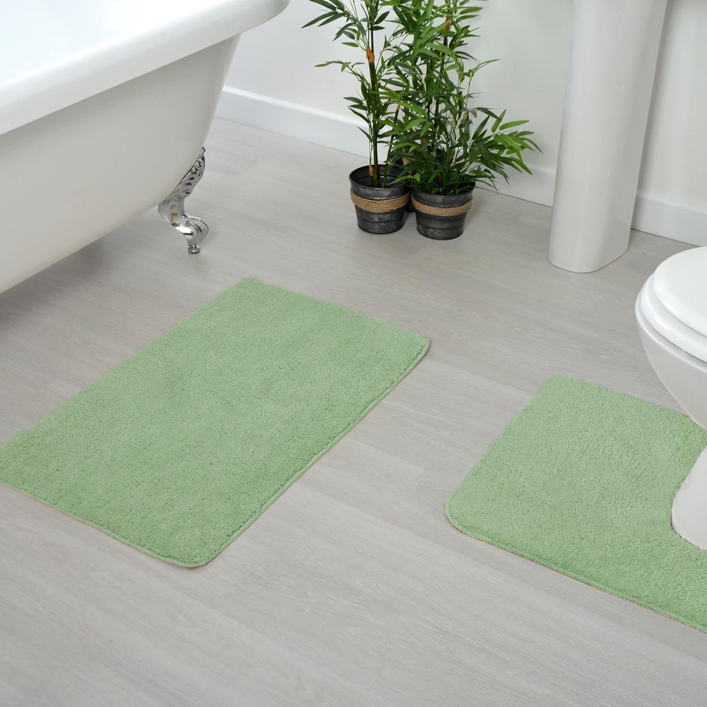 Microfibre Bath & Pedestal Mats Green