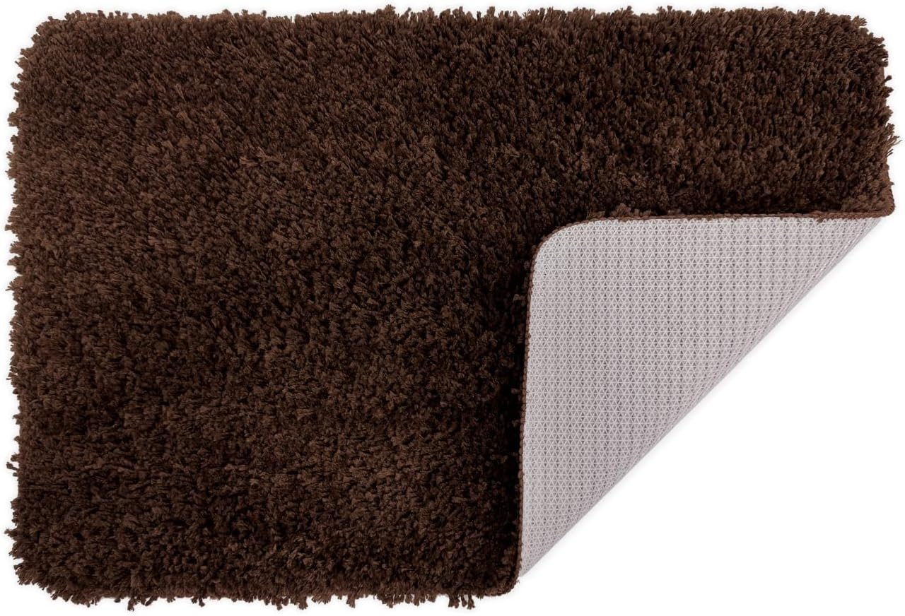 Deep Pile Odessey Shaggy Bath Mat Chocolate