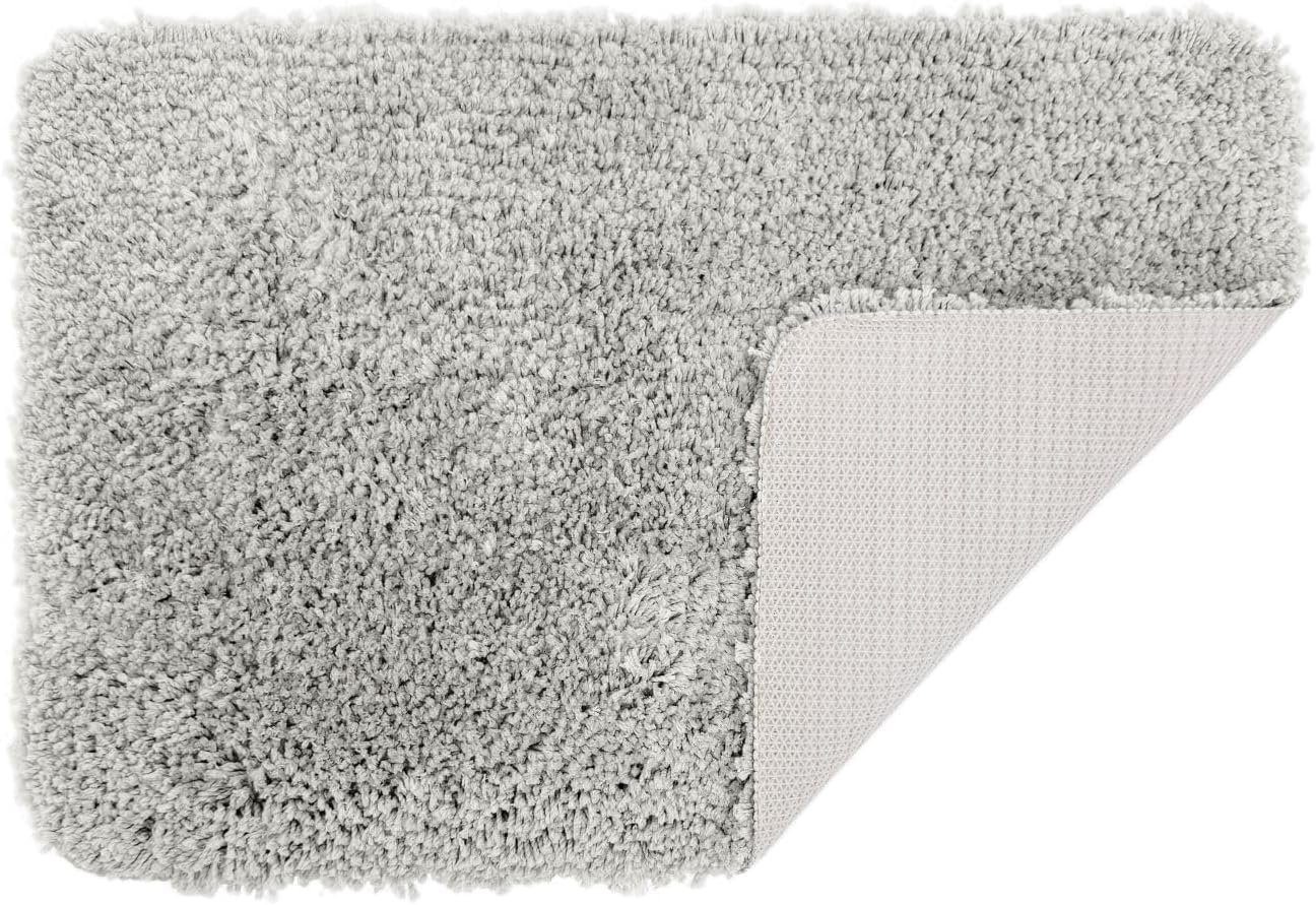 Deep Pile Odessey Shaggy Bath Mat Silver Grey