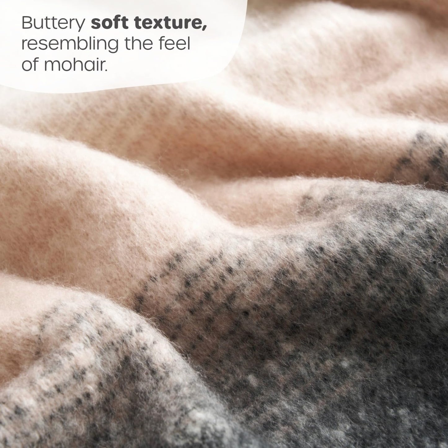 Ombre Faux Mohair Throw Grey/Natural