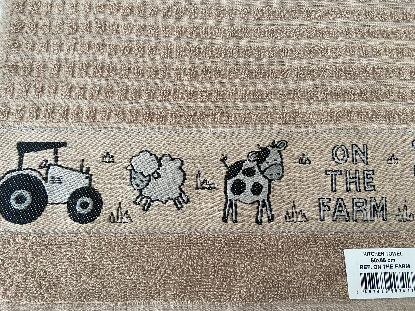 On The Farm Tea Kitchen Towel Latte