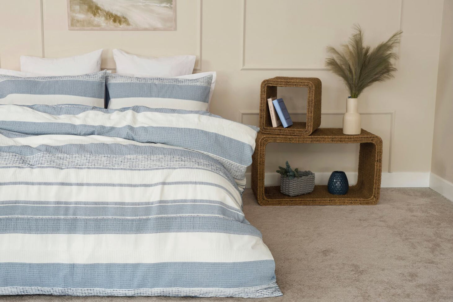 100% Cotton Stunning Textured Design Duvet Cover Set in Blue