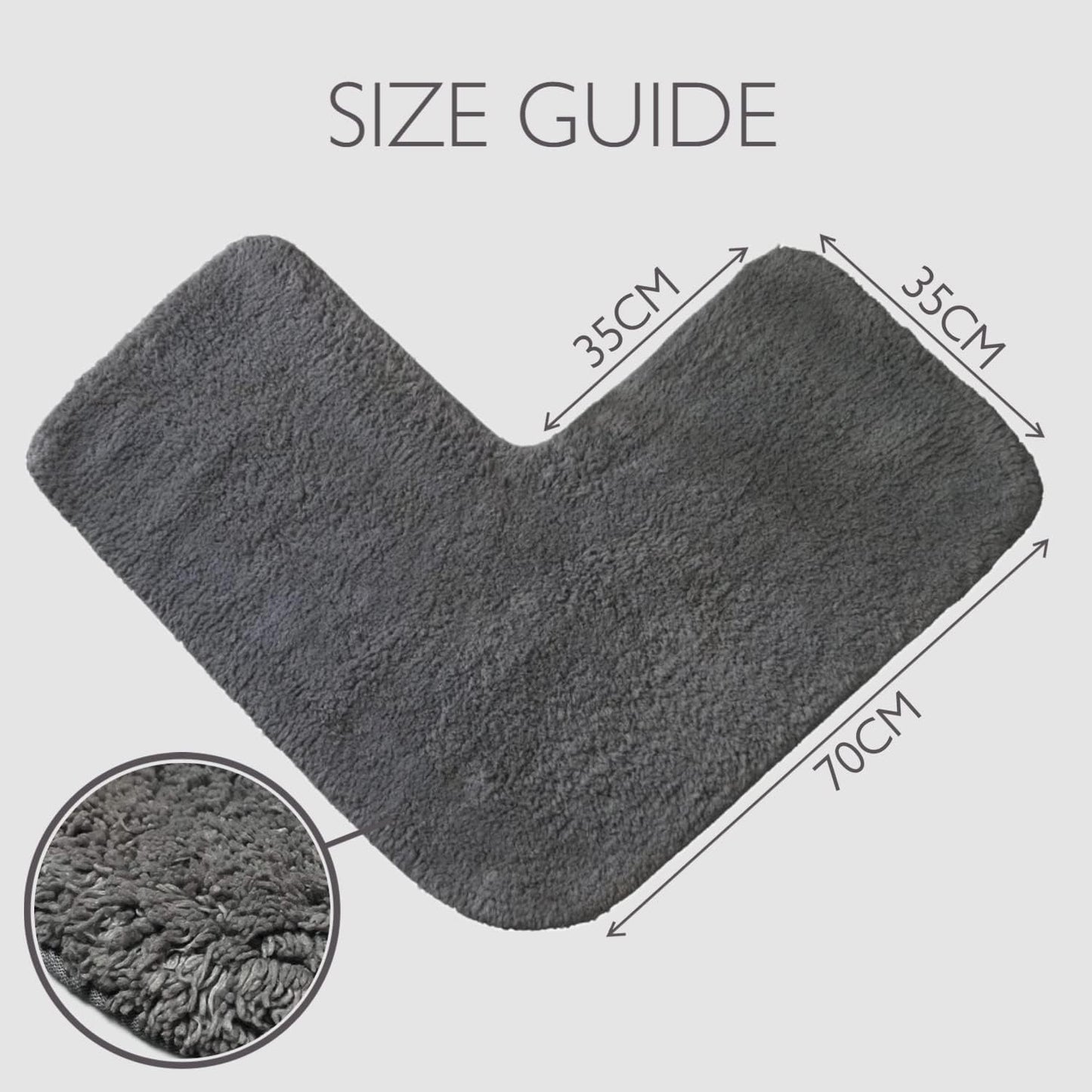 100% Cotton Corner Shower Mat in Charcoal Grey