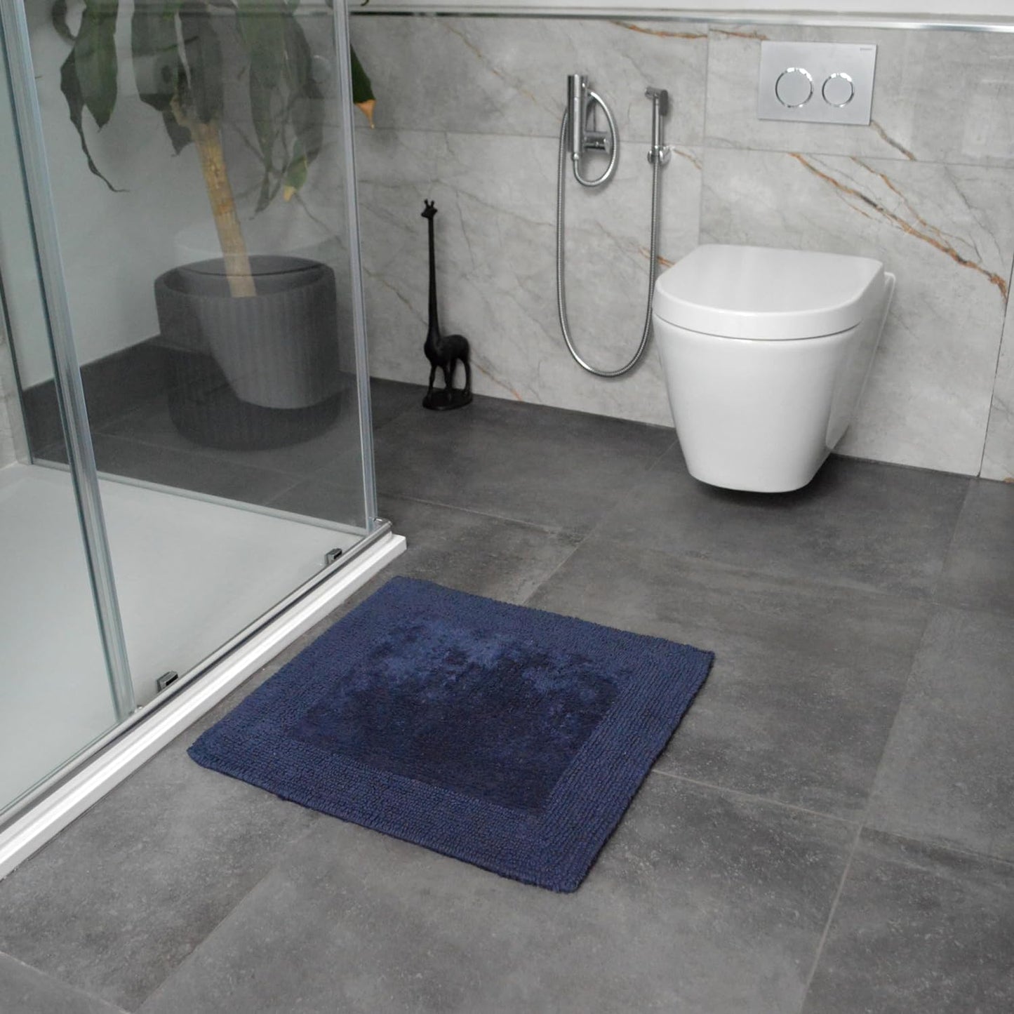 Heavyweight Reversible Bath Mats Navy Blue