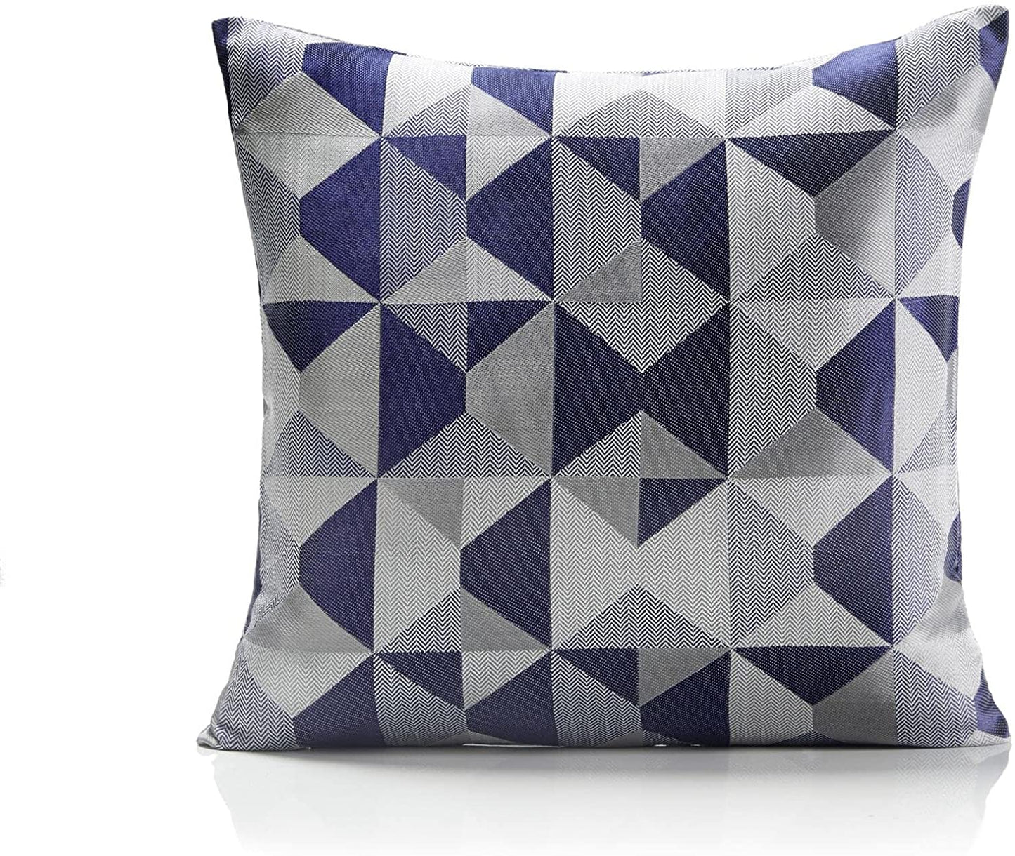 Lined Geometric Design Eyelet Curtains Navy Blue & Grey