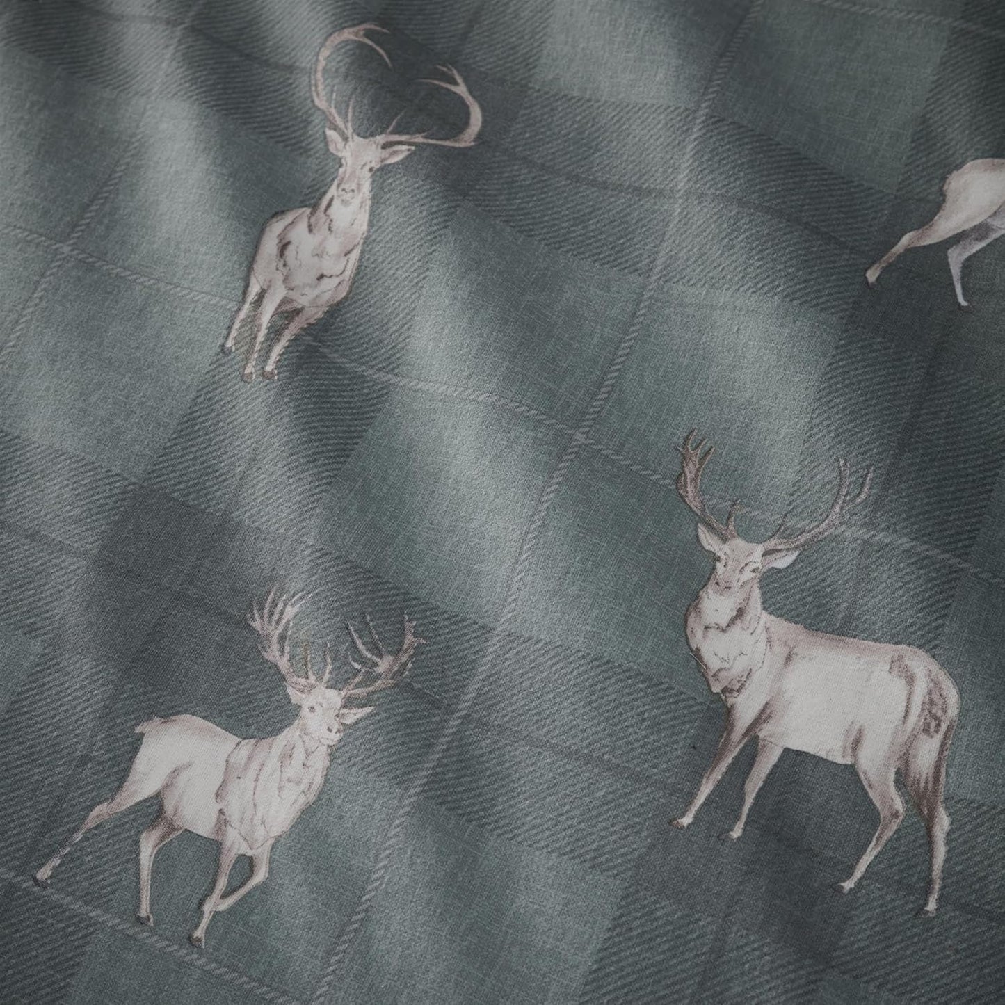 Brushed Cotton Checked Stag Duvet Set Slate Grey Double Bed