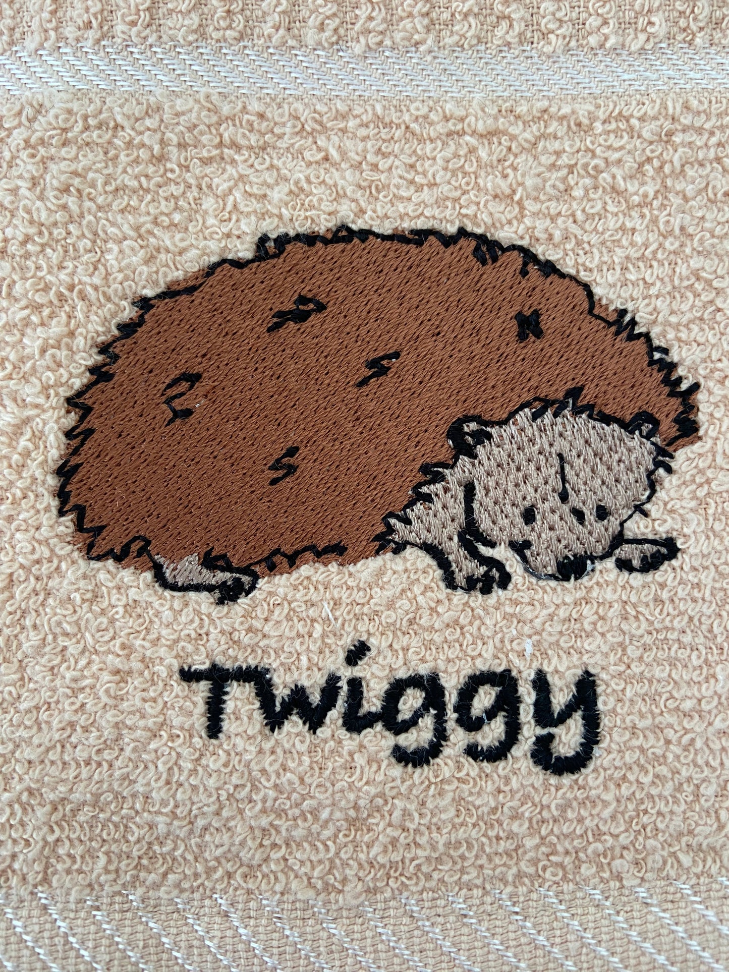 Twiggy Hedgehog Design Tea Kitchen Towel Beige