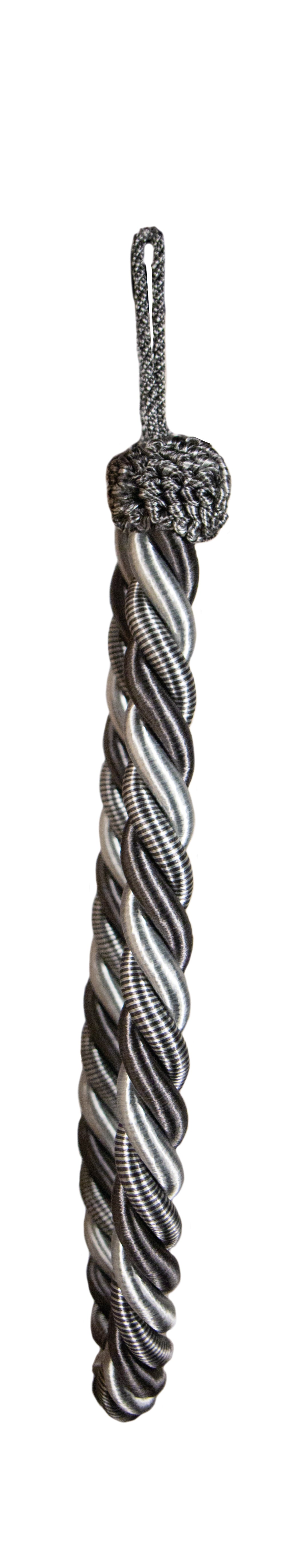 Rope Tie Back Silver & Charcoal Grey