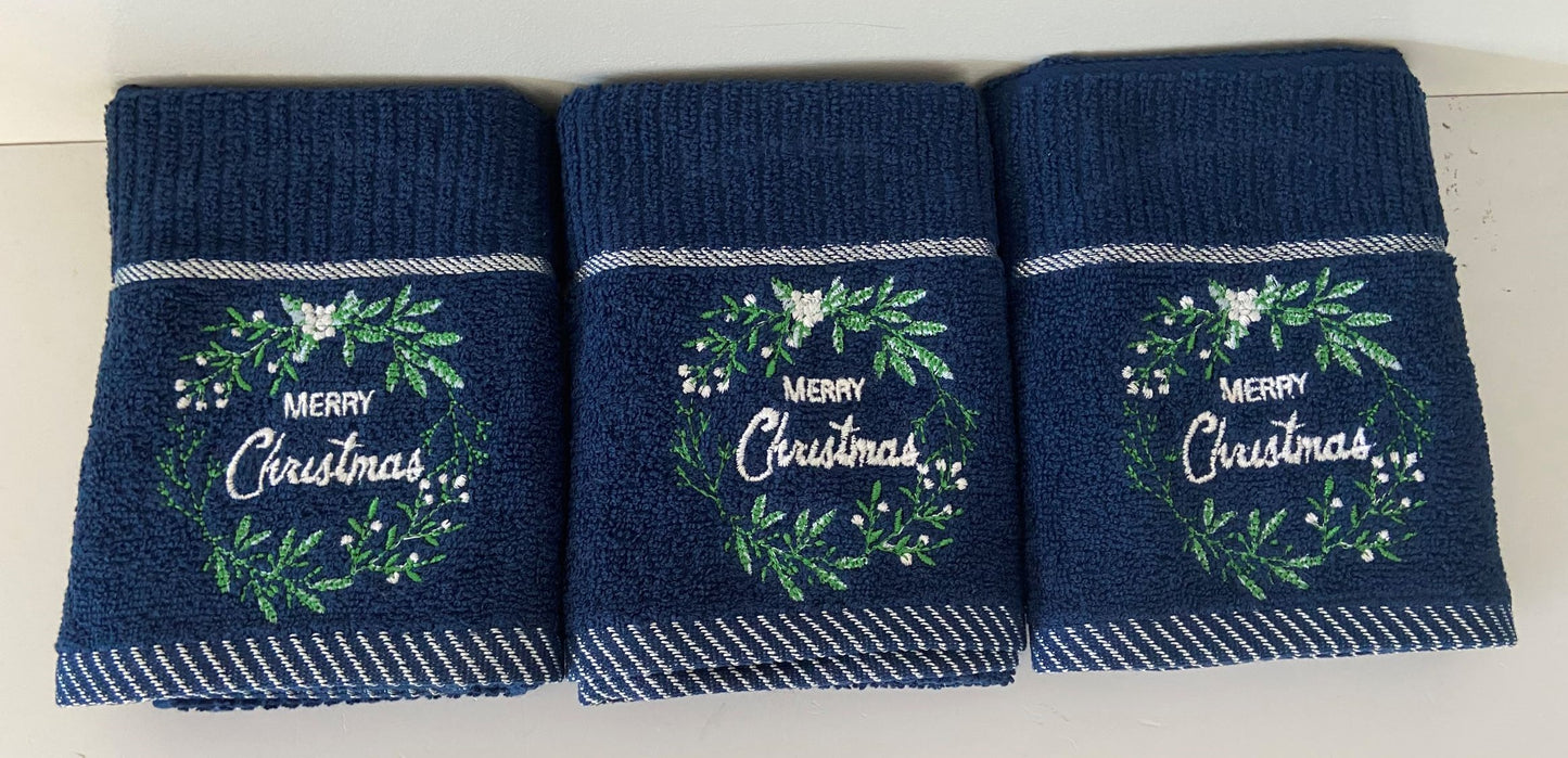 Christmas Merry Christmas Kitchen Towel in Navy