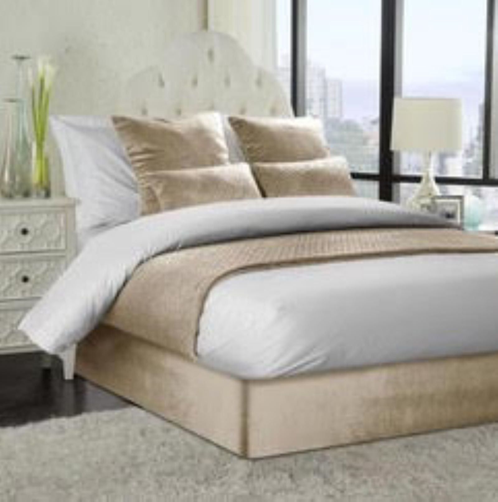 Champagne shop velvet headboard